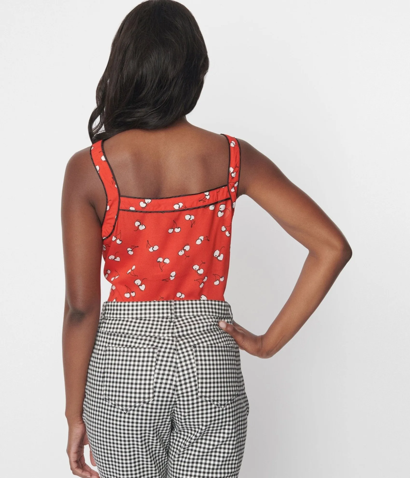 Unique Vintage Red & White Cherry Top Discount