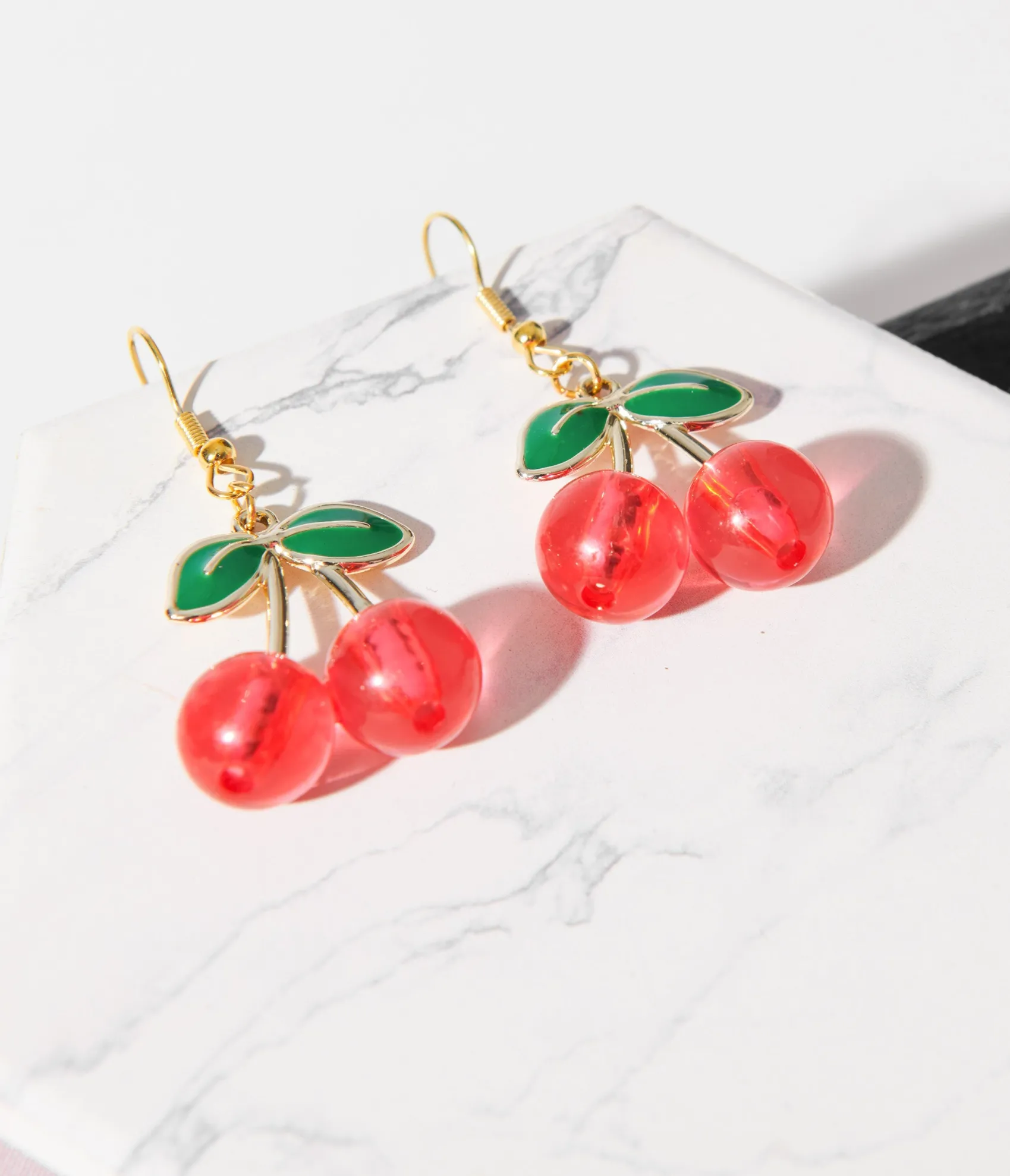 Unique Vintage Red Acrylic Cherry Earrings New