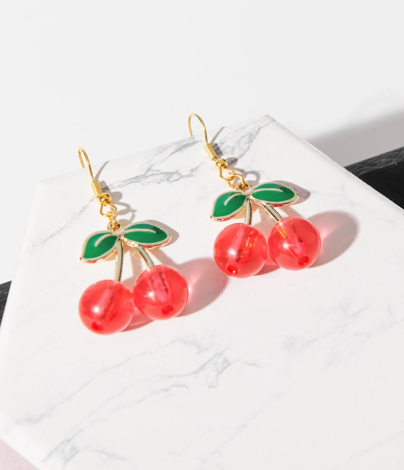 Unique Vintage Red Acrylic Cherry Earrings New