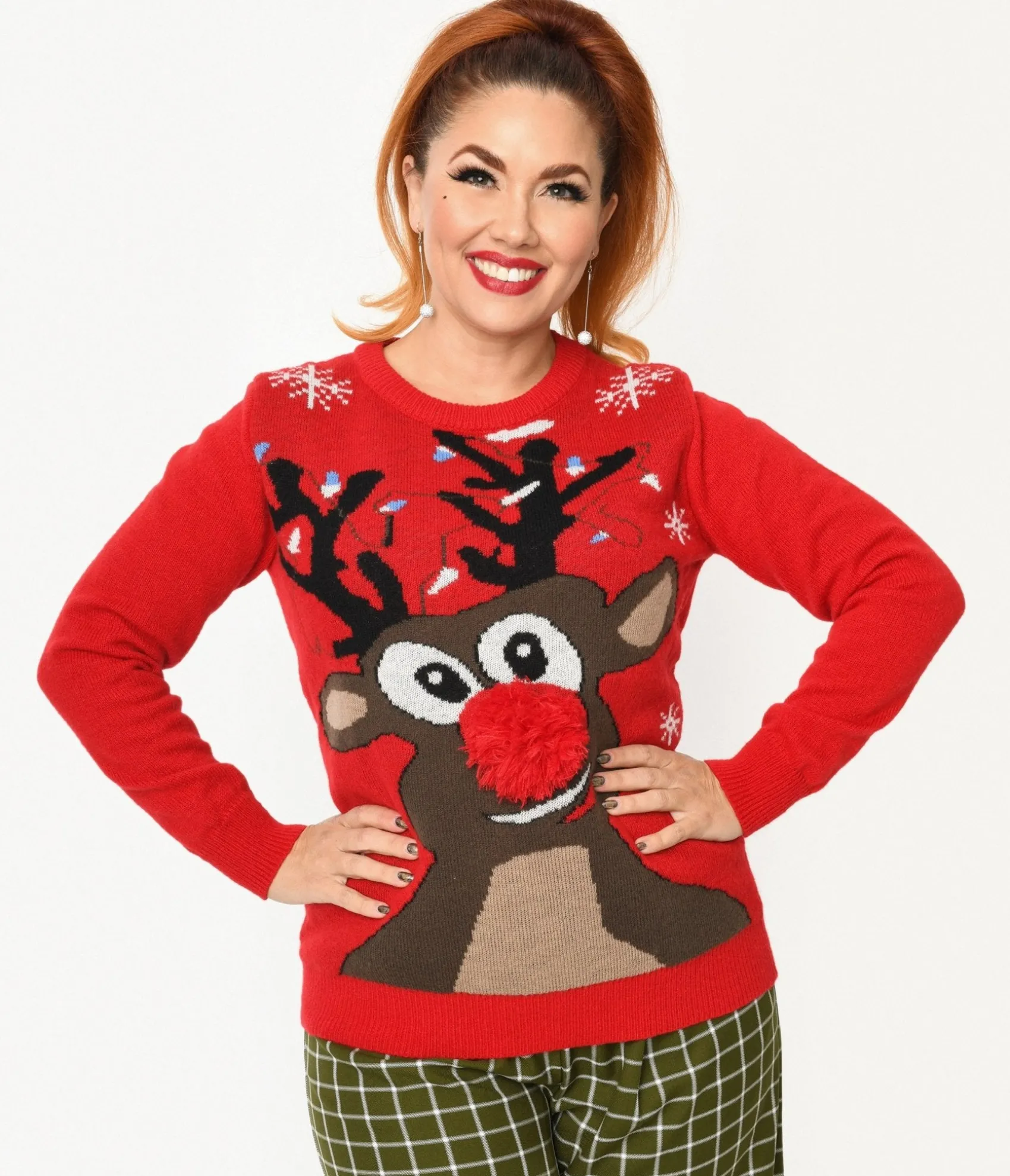 Unique Vintage Red Rudolph Holiday Sweater Best Sale