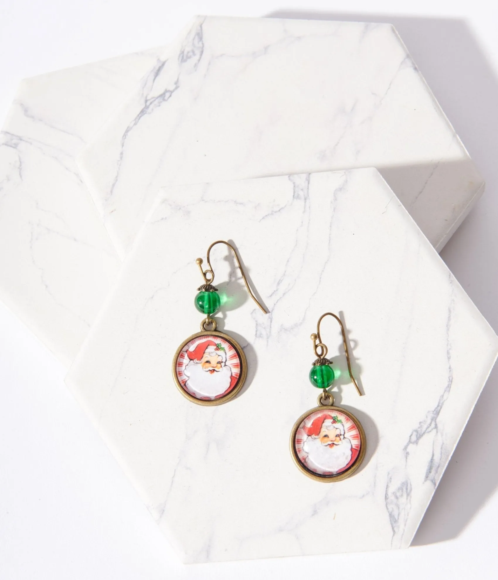 Unique Vintage Retro Round Santa Christmas Earrings Hot