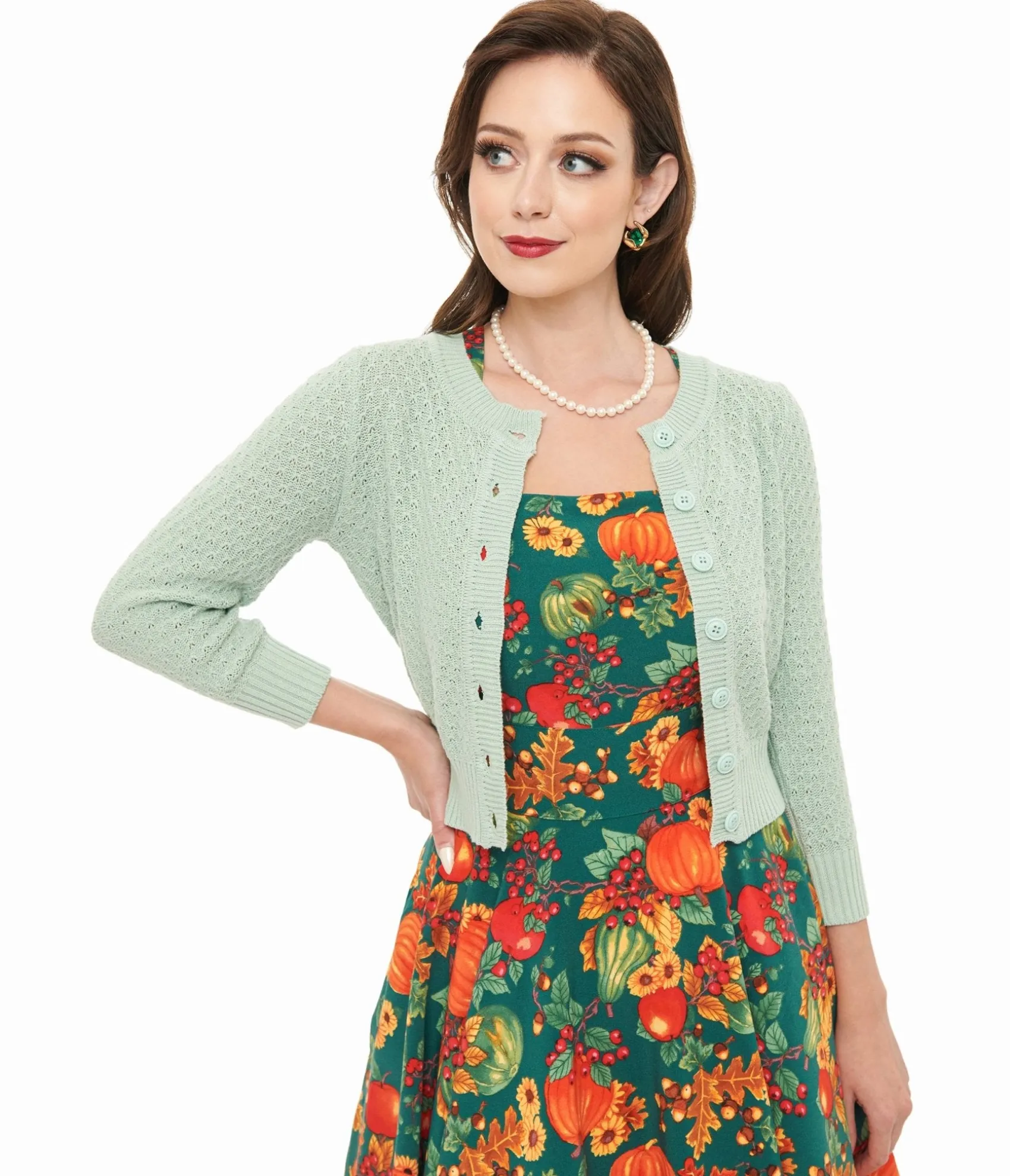 Unique Vintage Retro Style Aqua Crochet Cardigan Cheap