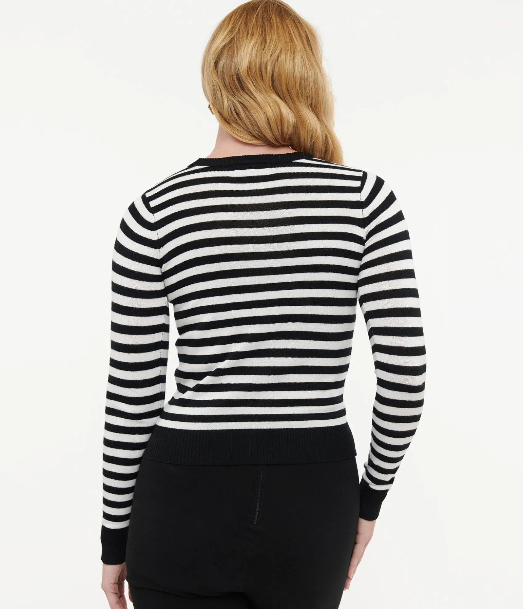 Unique Vintage Retro Style Black & White Stripe Long Sleeve Knit Sweater Top Cheap