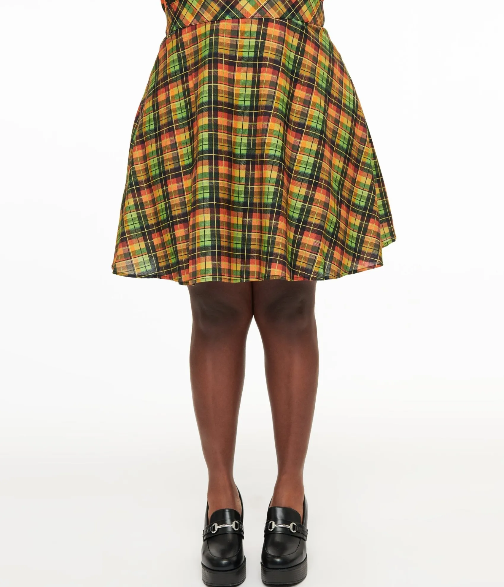 Unique Vintage Retrolicious Plus Size 1950s Autumn Tartan Skater Skirt Cheap