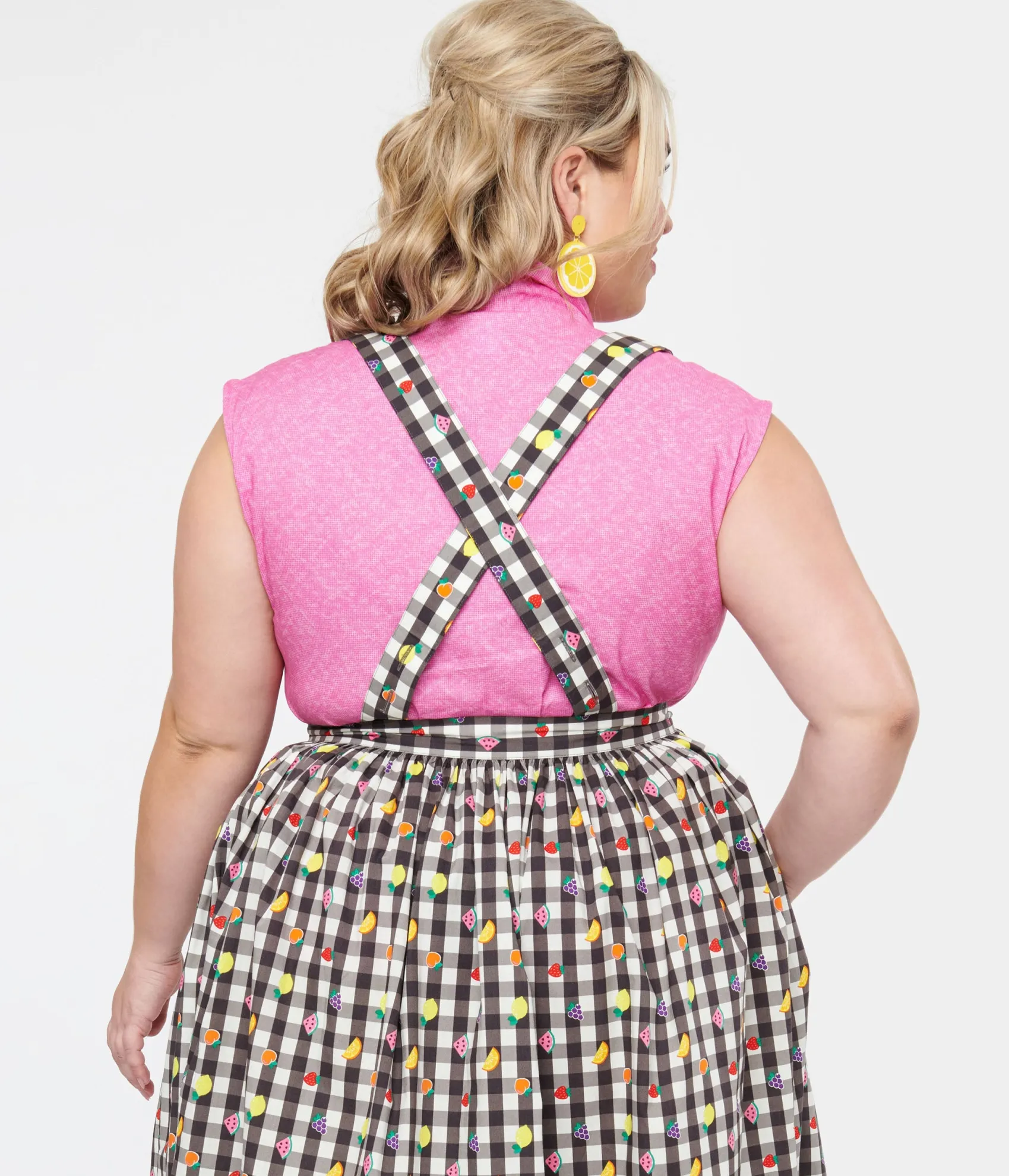 Unique Vintage Retrolicious Plus Size 1950s Hot Pink Cotton Bow Top Sale