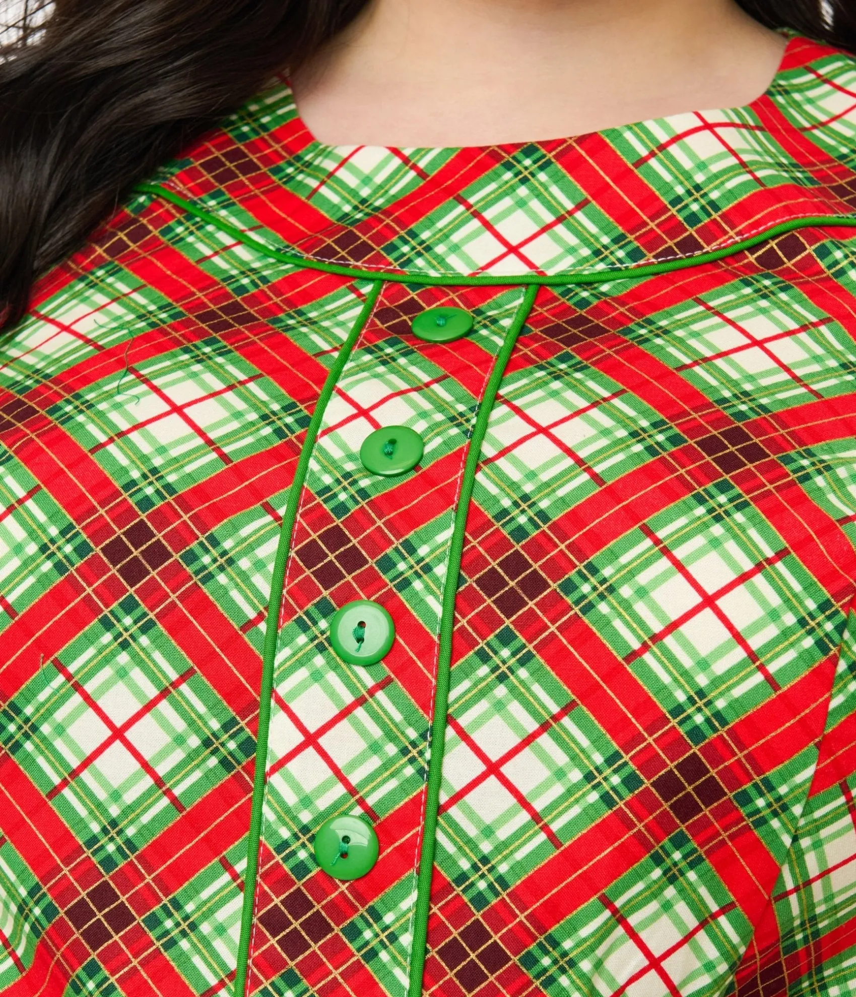 Unique Vintage Retrolicious Plus Size 1950s Red Tartan Holiday Elizabeth Swing Dress Sale