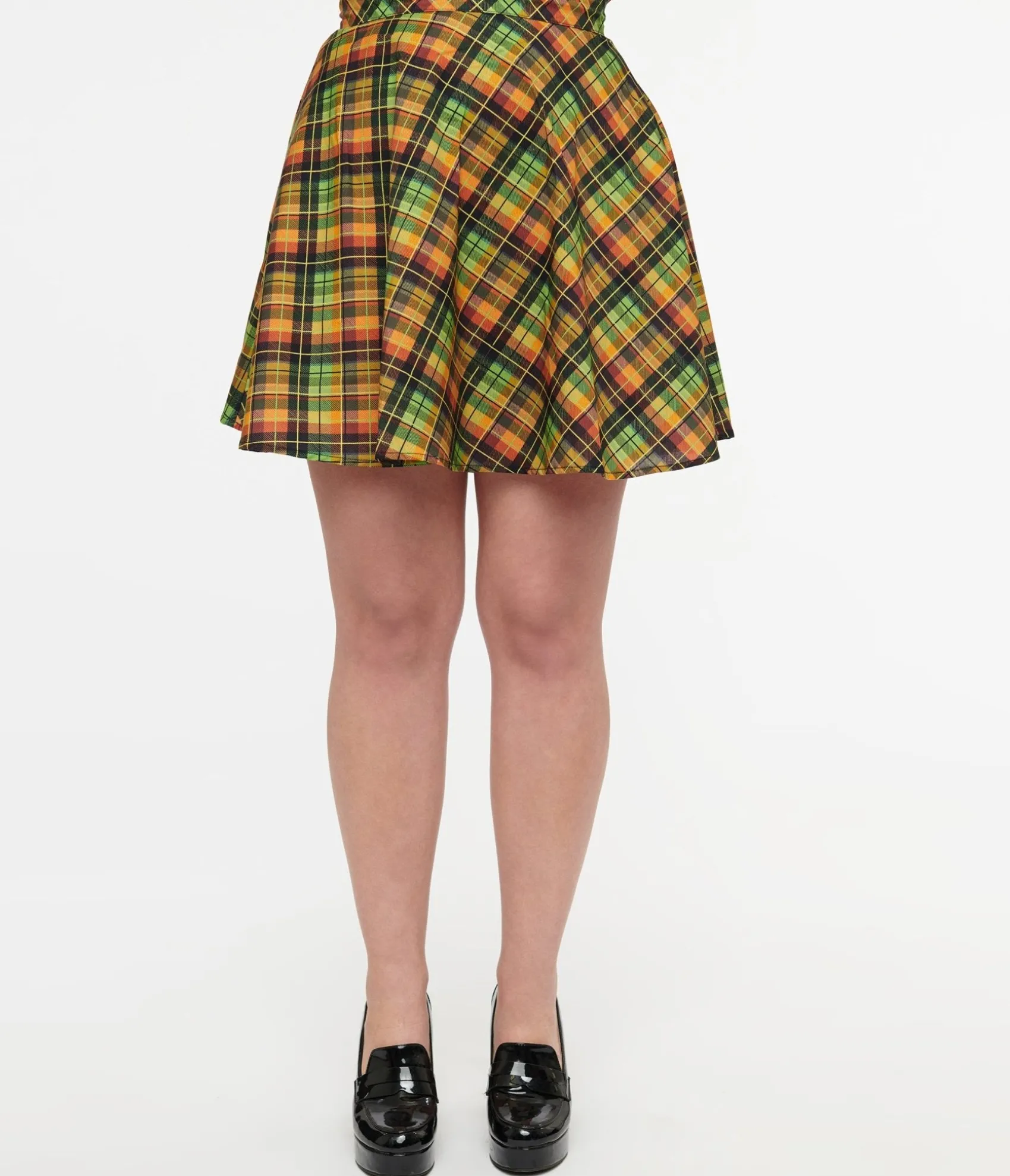 Unique Vintage Retrolicious 1950s Autumn Tartan Skater Skirt Cheap