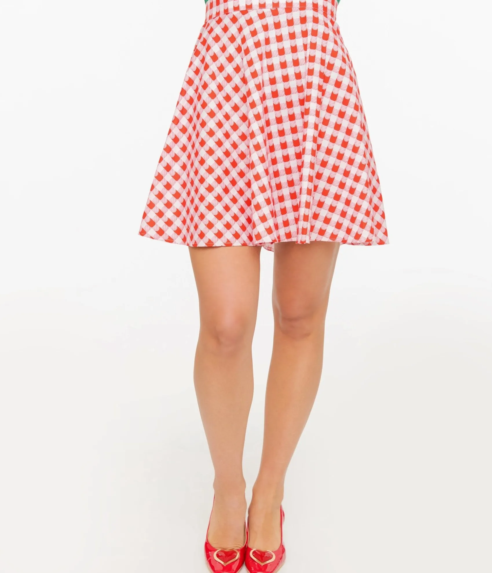 Unique Vintage Retrolicious 1950s Red Check Skater Skirt Shop