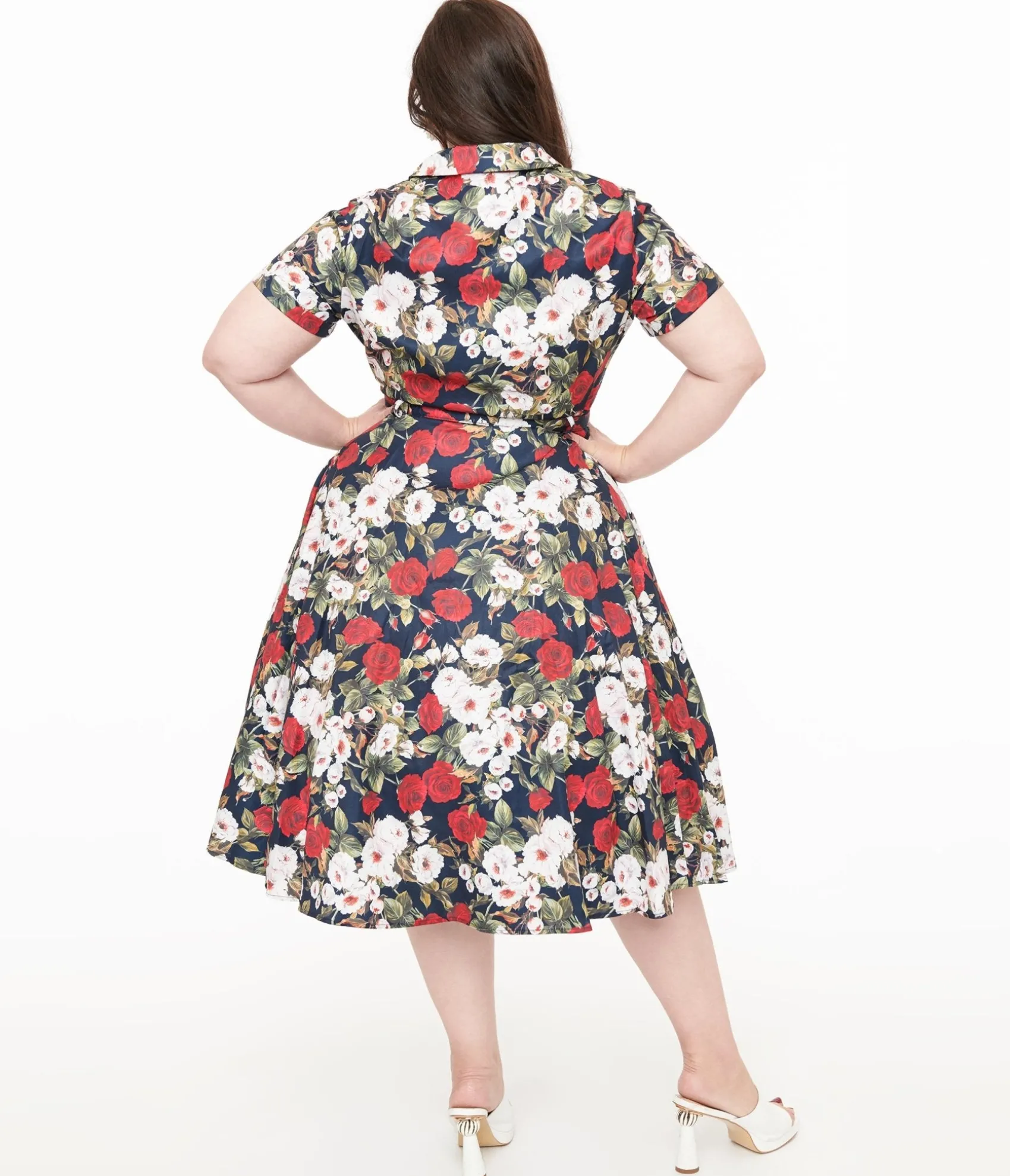 Unique Vintage Royal Monk Plus Size 1950s Dark Rose Fit & Flare Dress Outlet