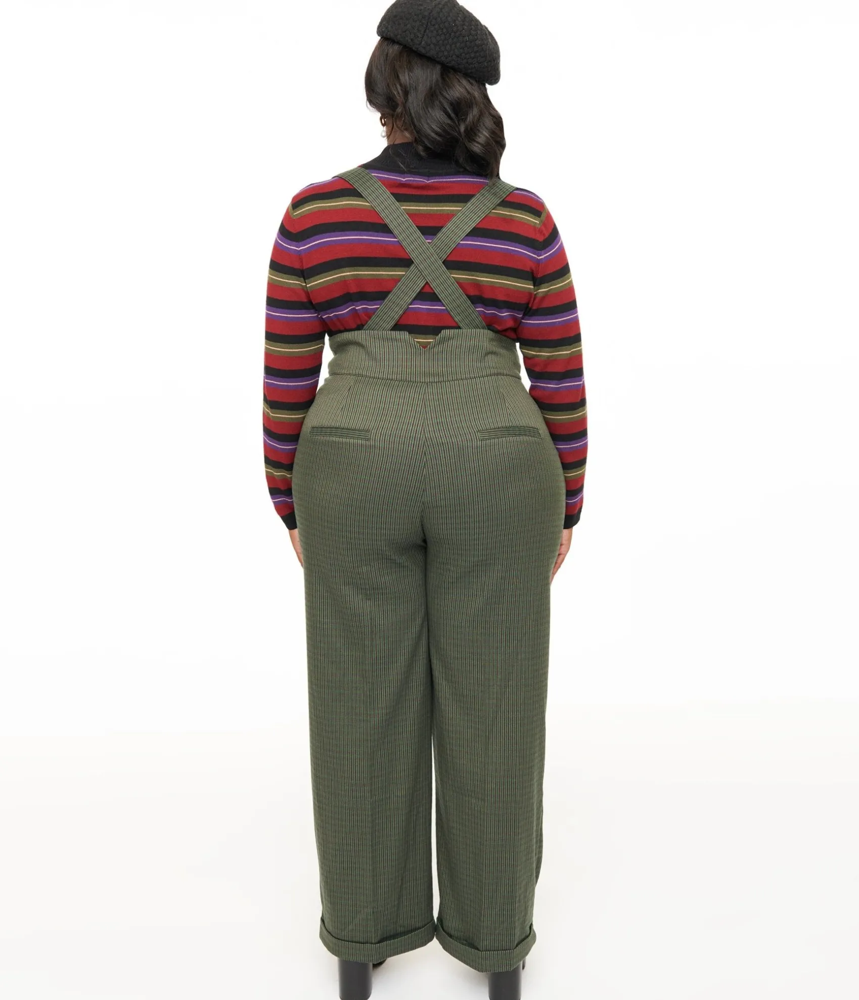 Unique Vintage Royal Monk Plus Size 1940s Green Check Jenny Trousers New