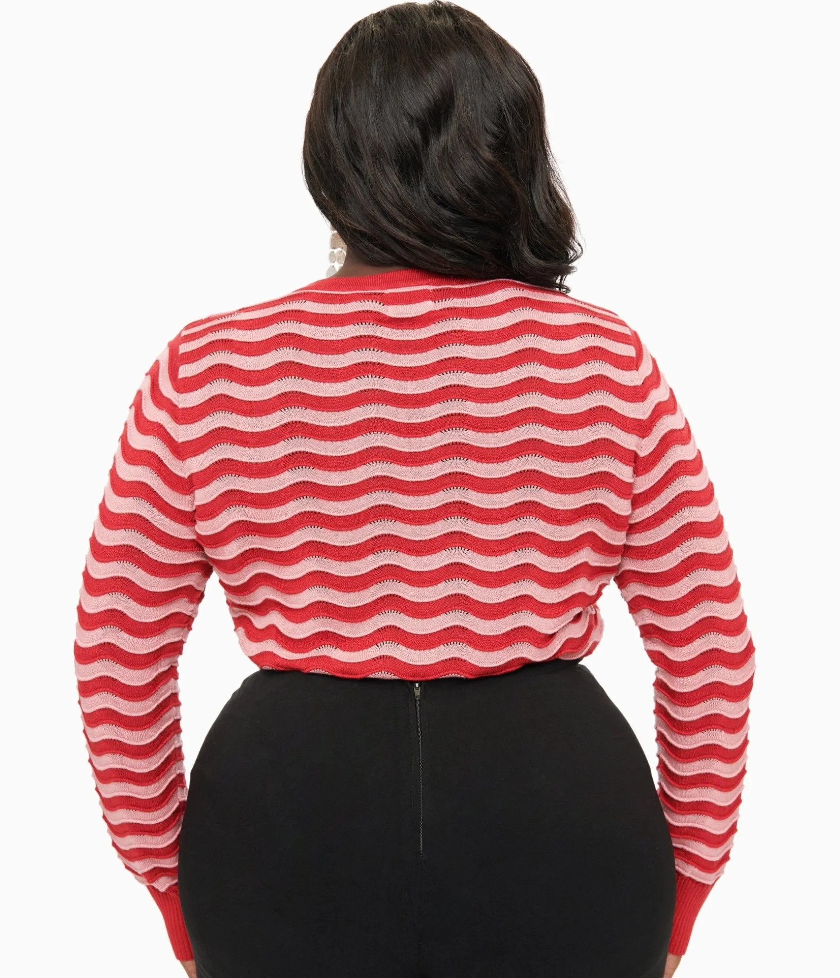 Unique Vintage Royal Monk Plus Size 1970s Red & Pink Sweet Stripes Top Outlet