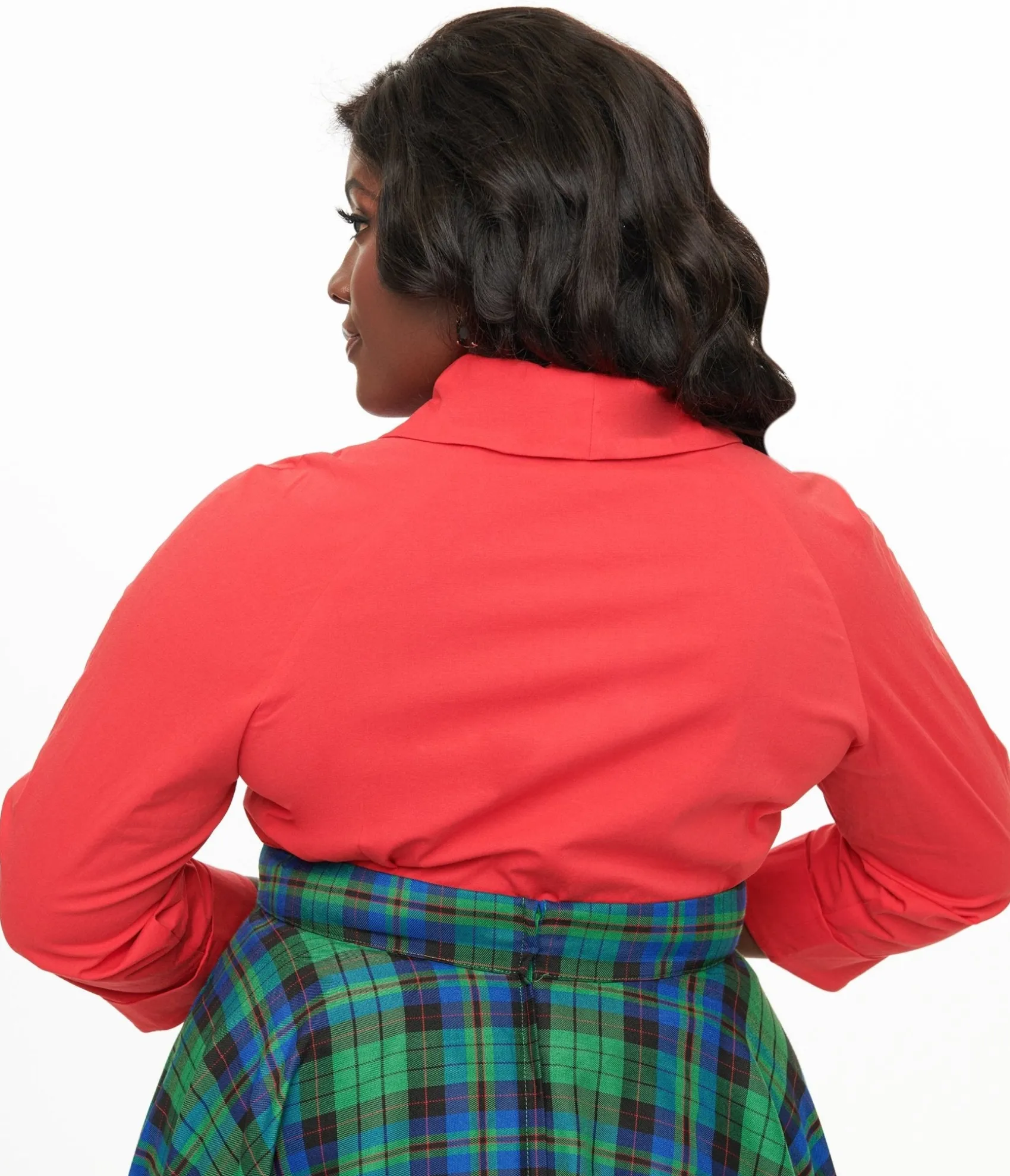 Unique Vintage Royal Monk Plus Size 1950s Red Button Up Celia Blouse Online