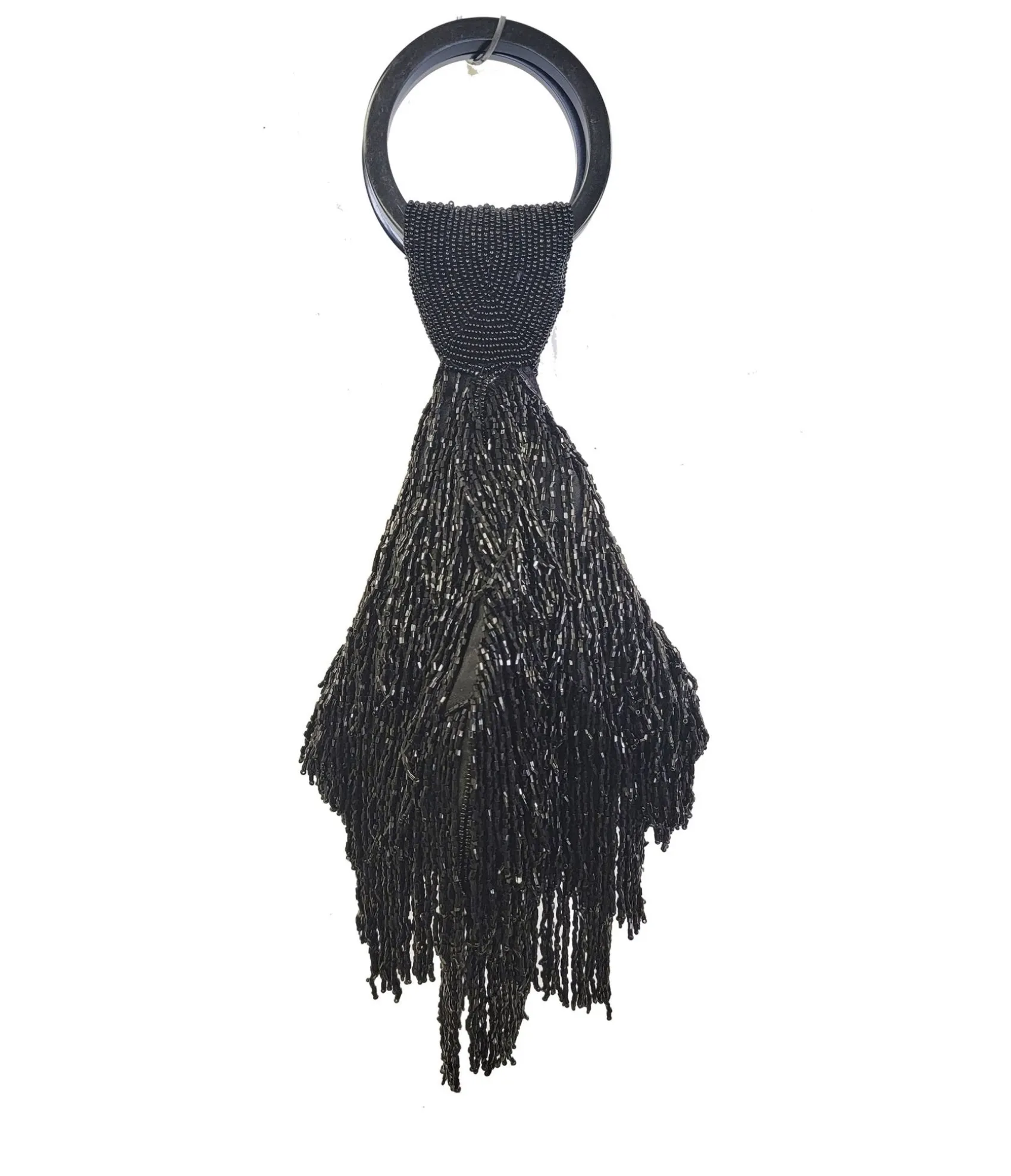 Unique Vintage 1920s Black Beaded Fringe Wristlet Store