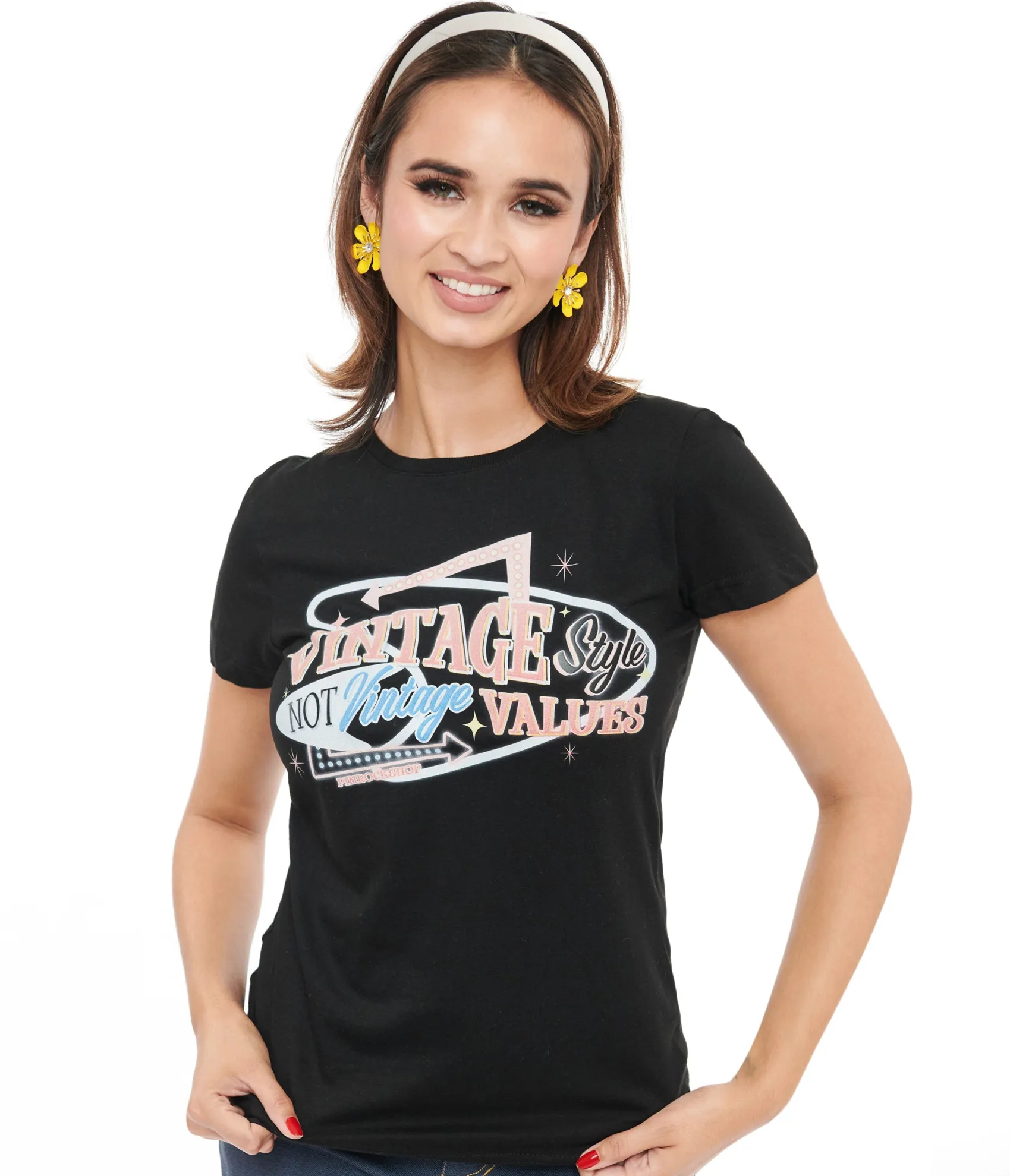 Unique Vintage 1950s Black Vintage Style Not Vintage Values Fitted Graphic Tee Cheap