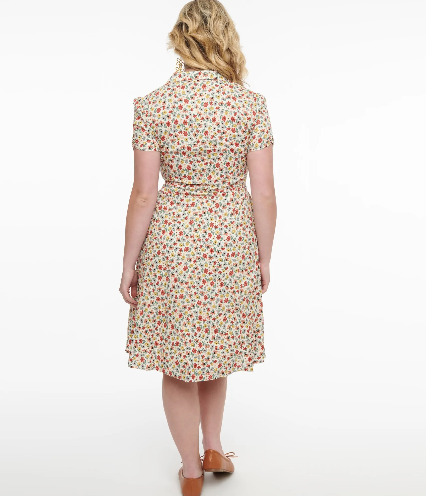 Unique Vintage 1950s Cream & Multicolor Floral Fit & Flare Dress Online