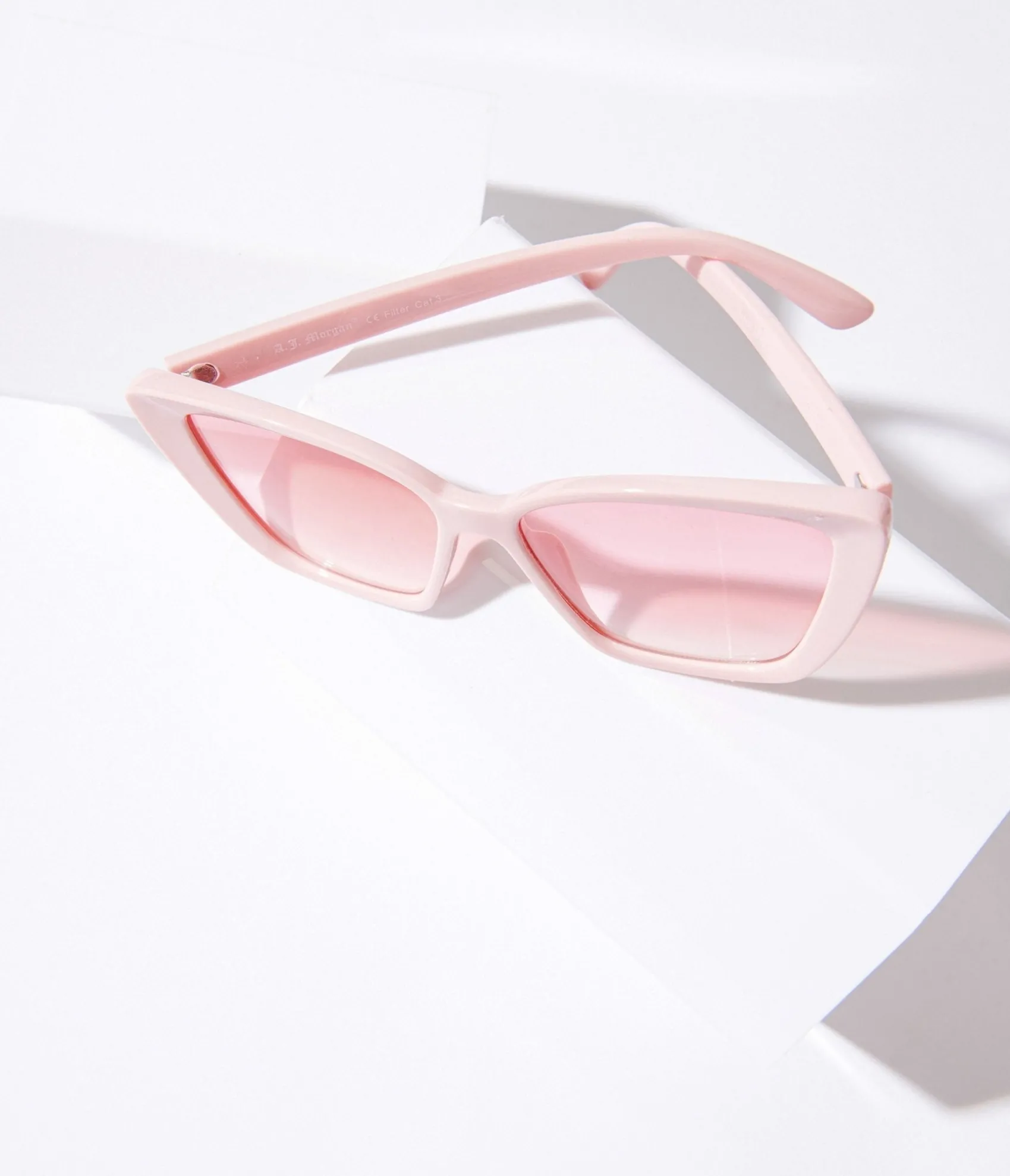Unique Vintage 1970s Light Pink Square Cat Eye Oversized Sunglasses Best Sale
