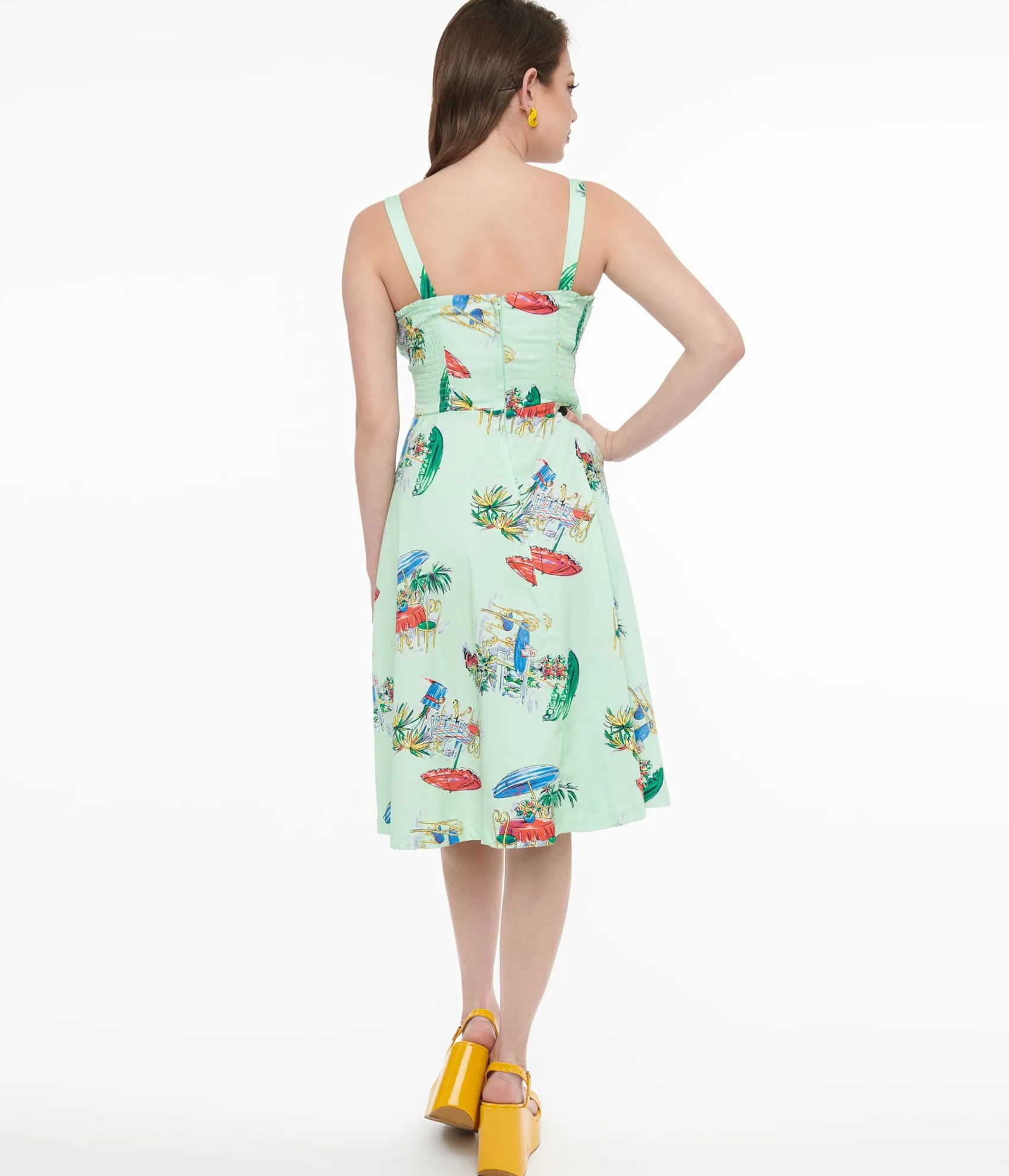 Unique Vintage 1950s Mint Green Le Parisian Cafe Print Shellie Swing Dress Best Sale