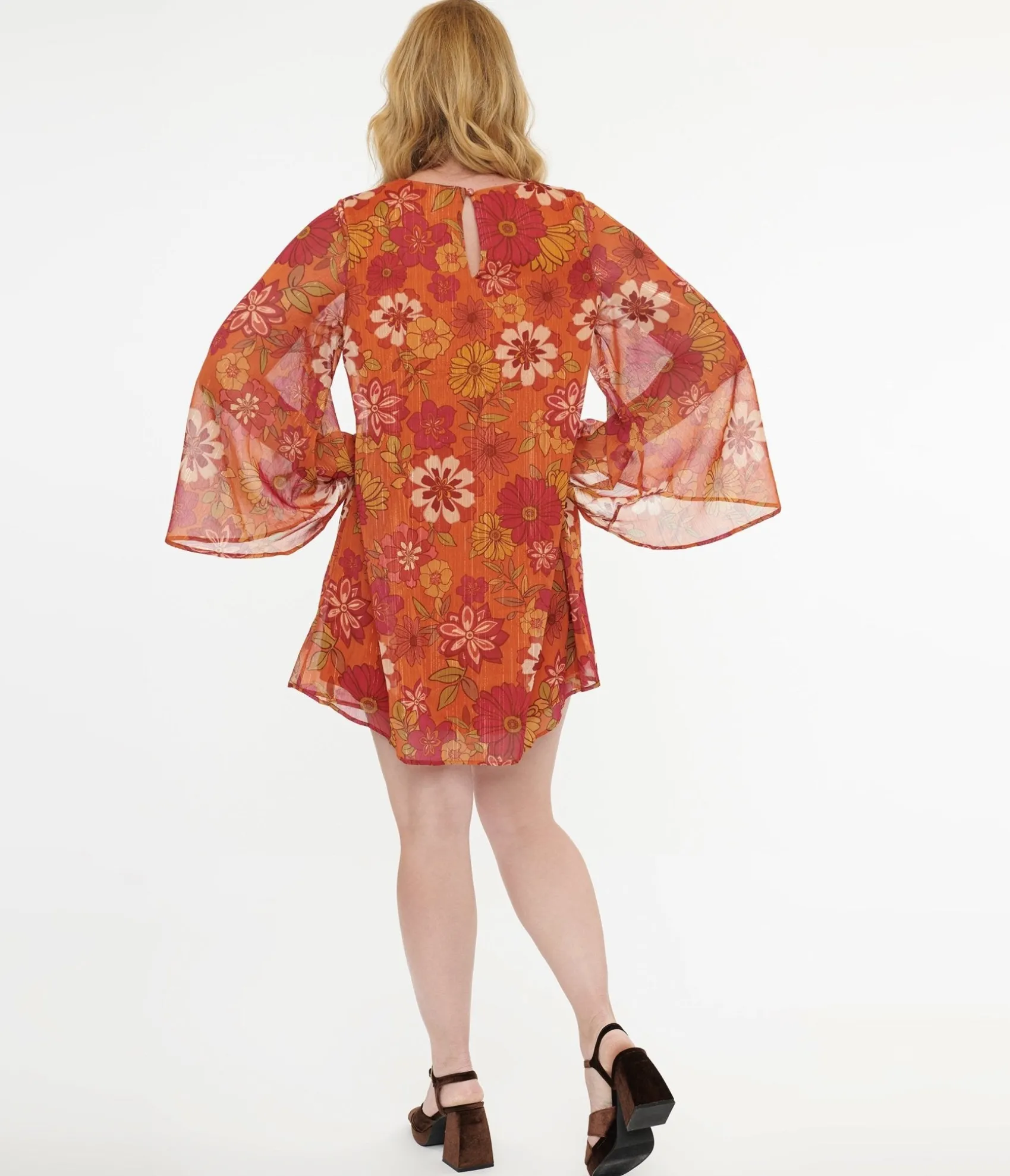 Unique Vintage 1970s Orange & Pink Floral Anything I Want Mini Dress Best Sale