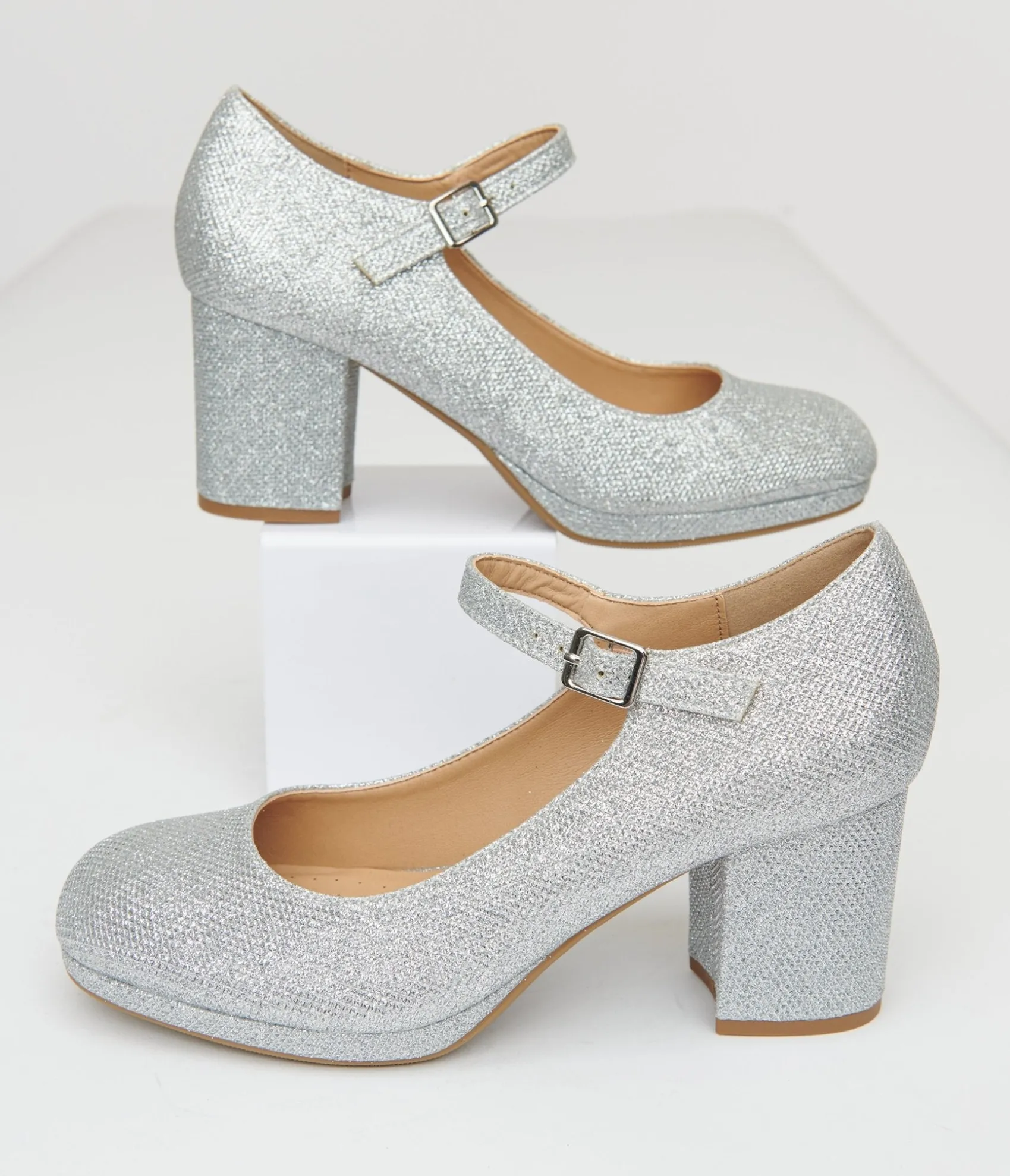 Unique Vintage 1950s Silver Square Toe Mary Jane Pumps Store