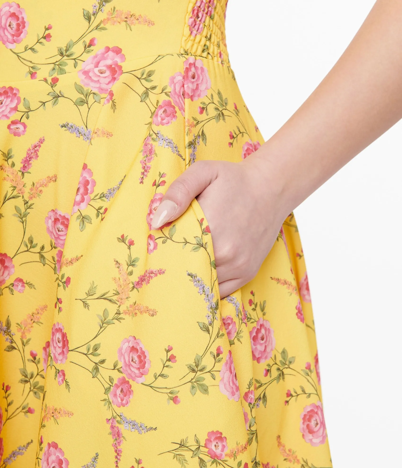 Unique Vintage 1950s Yellow & Fuchsia Floral Victoria Swing Dress Best Sale