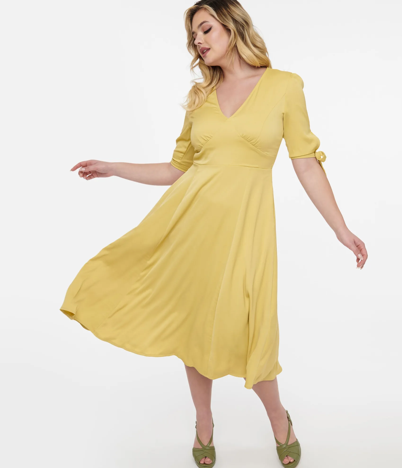 Unique Vintage 1940s Yellow Bella Swing Dress Cheap