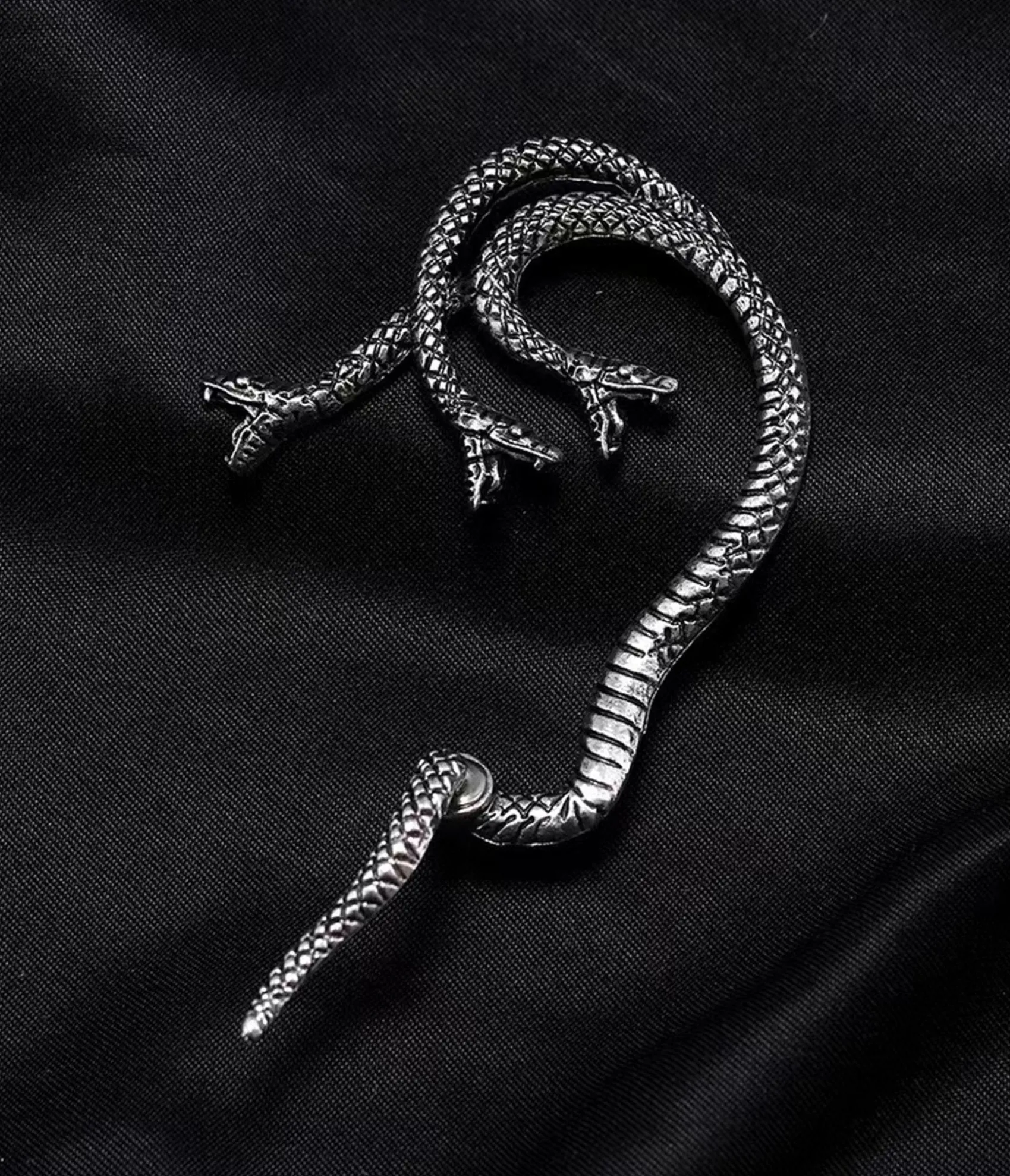 Unique Vintage Silver Three Headed Snake Ear Cuff Cheap