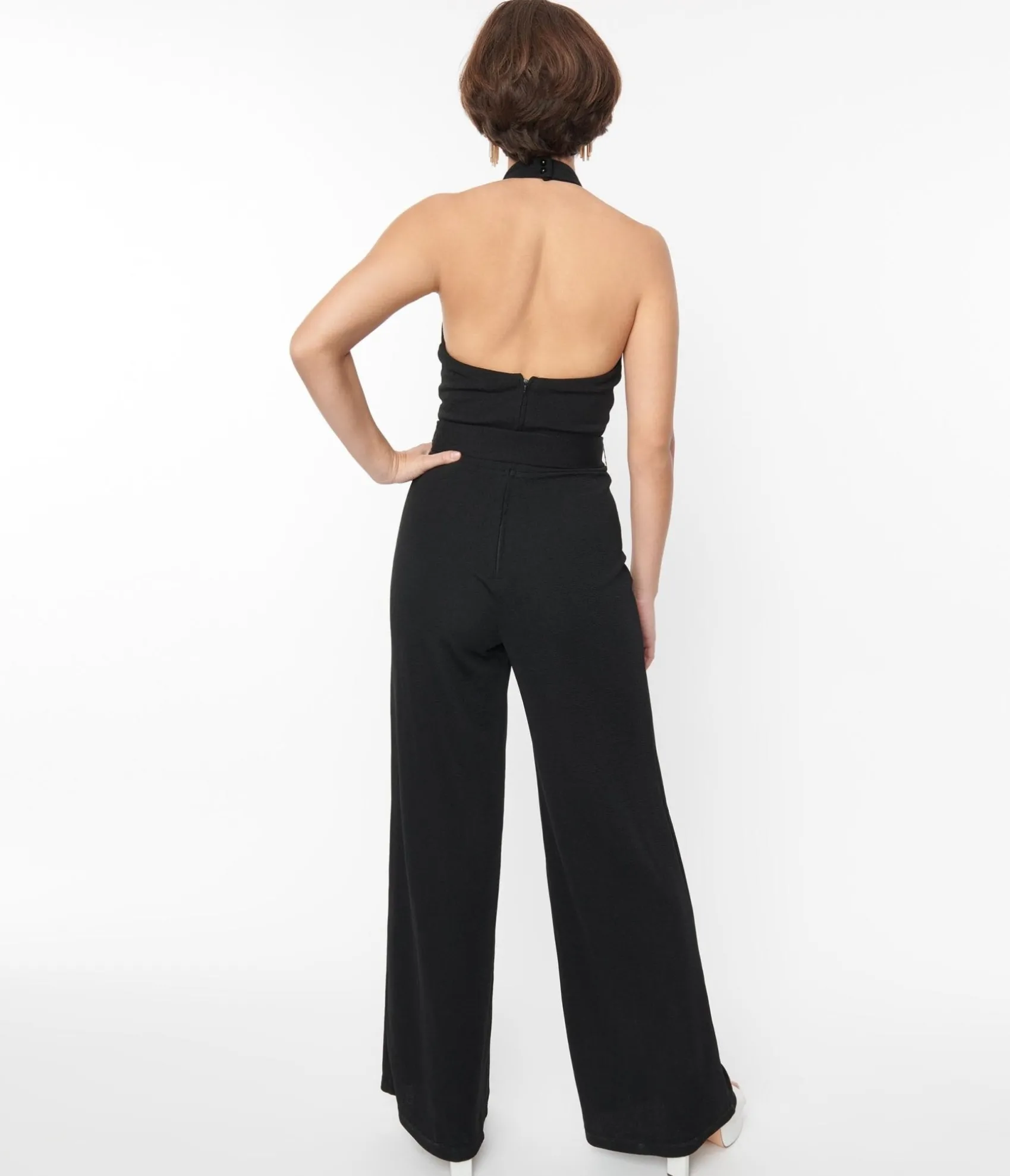 Unique Vintage Smak Parlour Black Glamour Goddess Jumpsuit Flash Sale