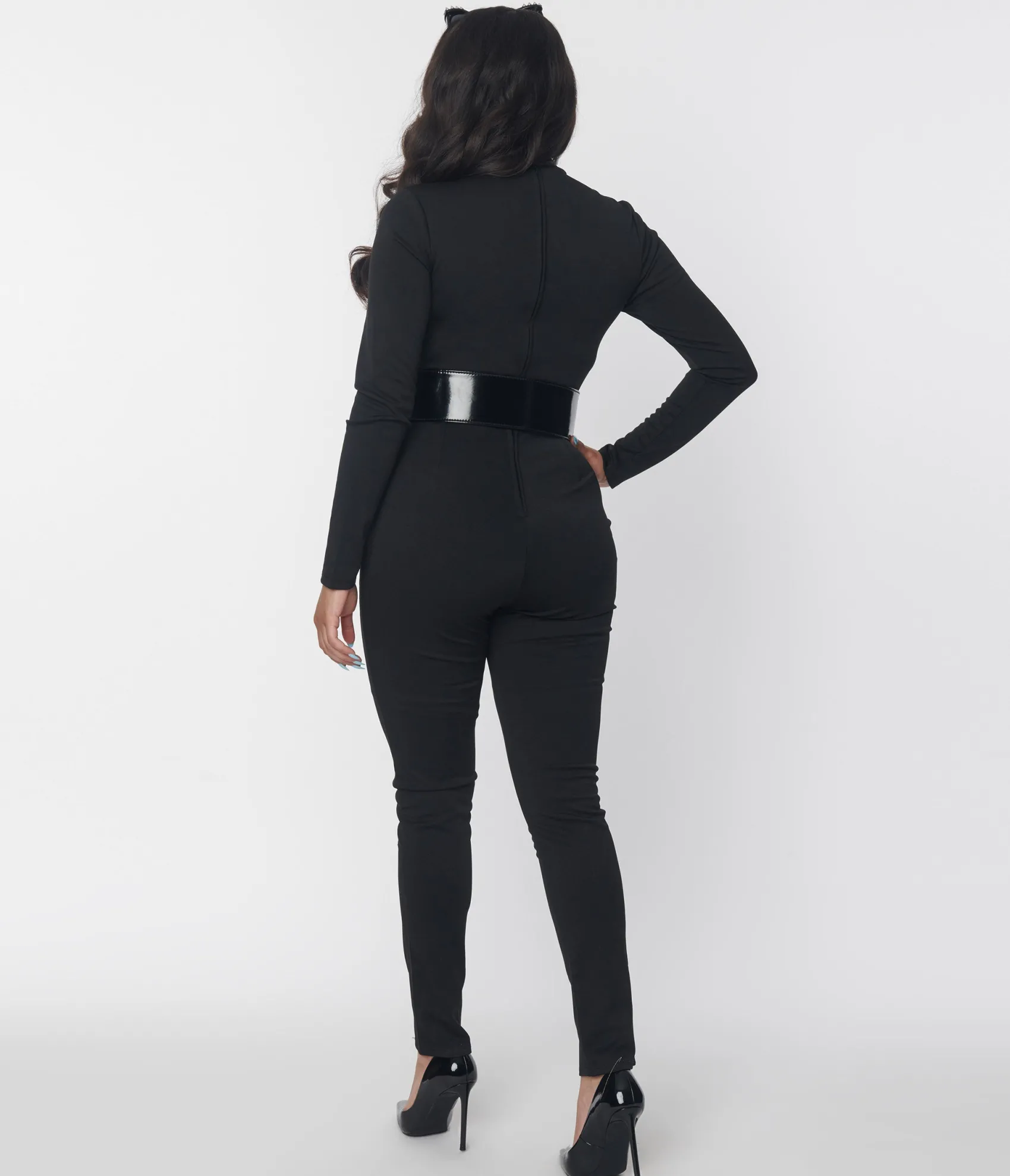 Unique Vintage Smak Parlour Black Mock Neck Long Sleeve Jumpsuit Online