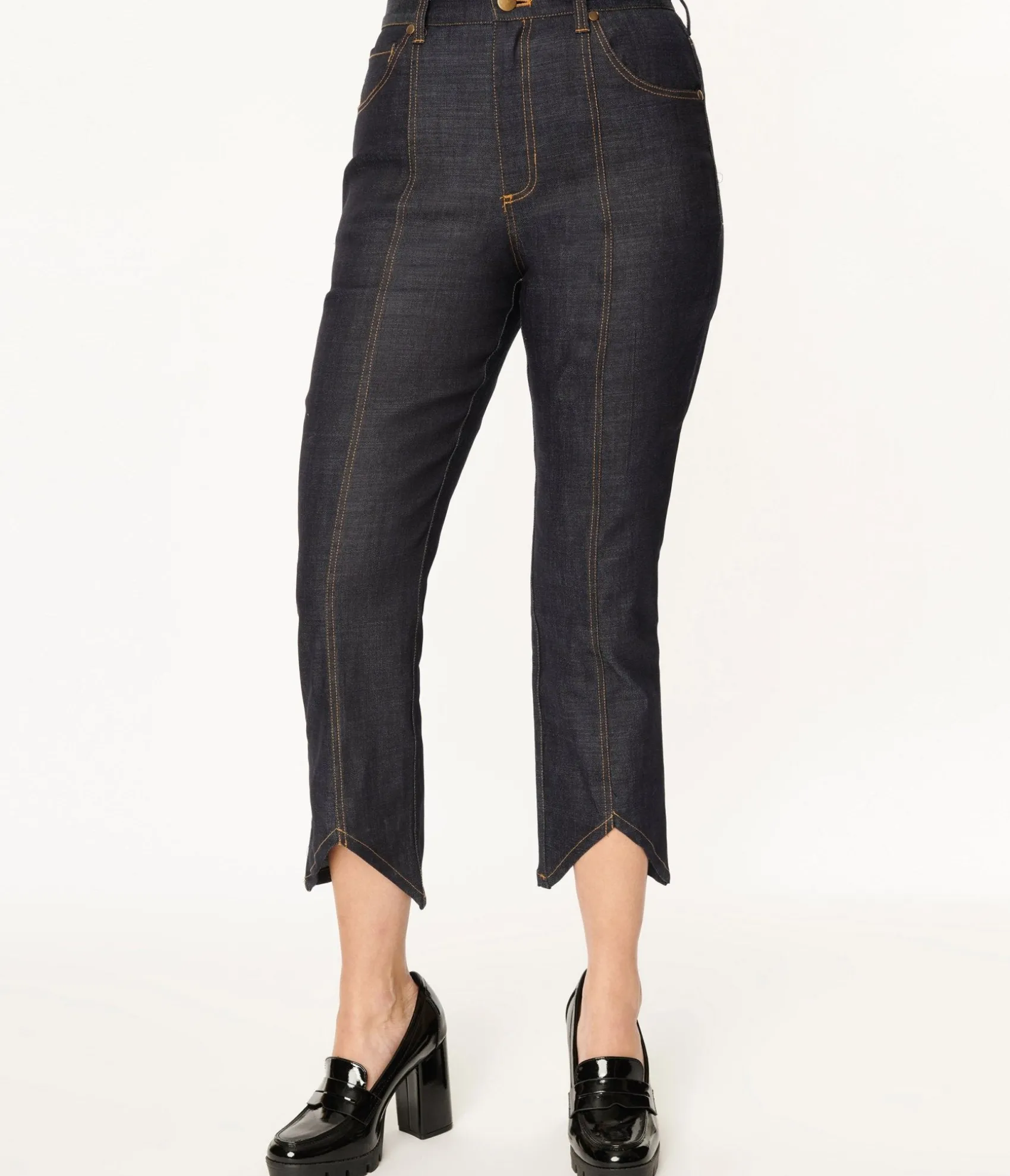 Unique Vintage Smak Parlour Dark Denim Notched Capri Jeans Shop