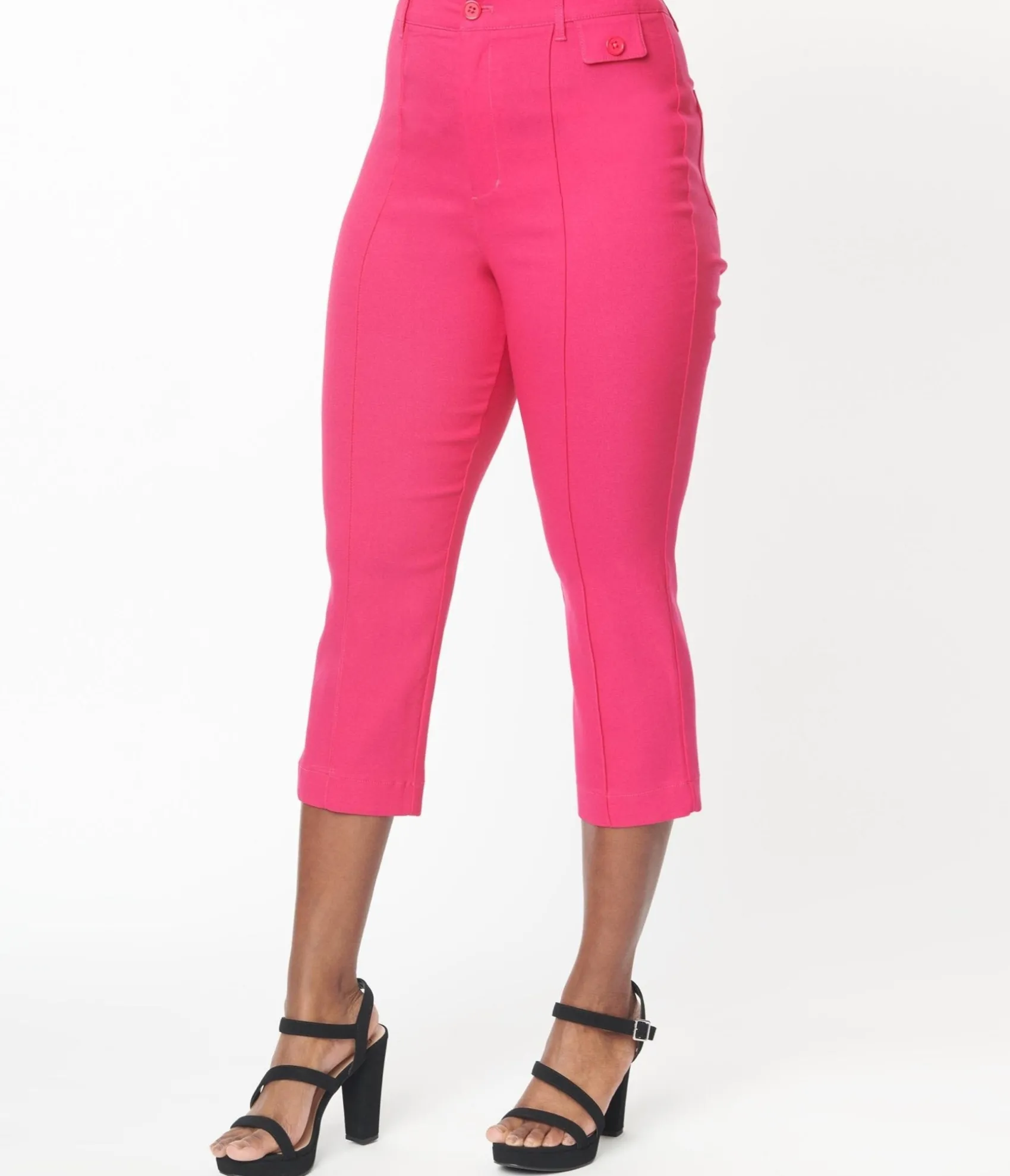 Unique Vintage Smak Parlour Hot Pink Pintuck Capris Clearance