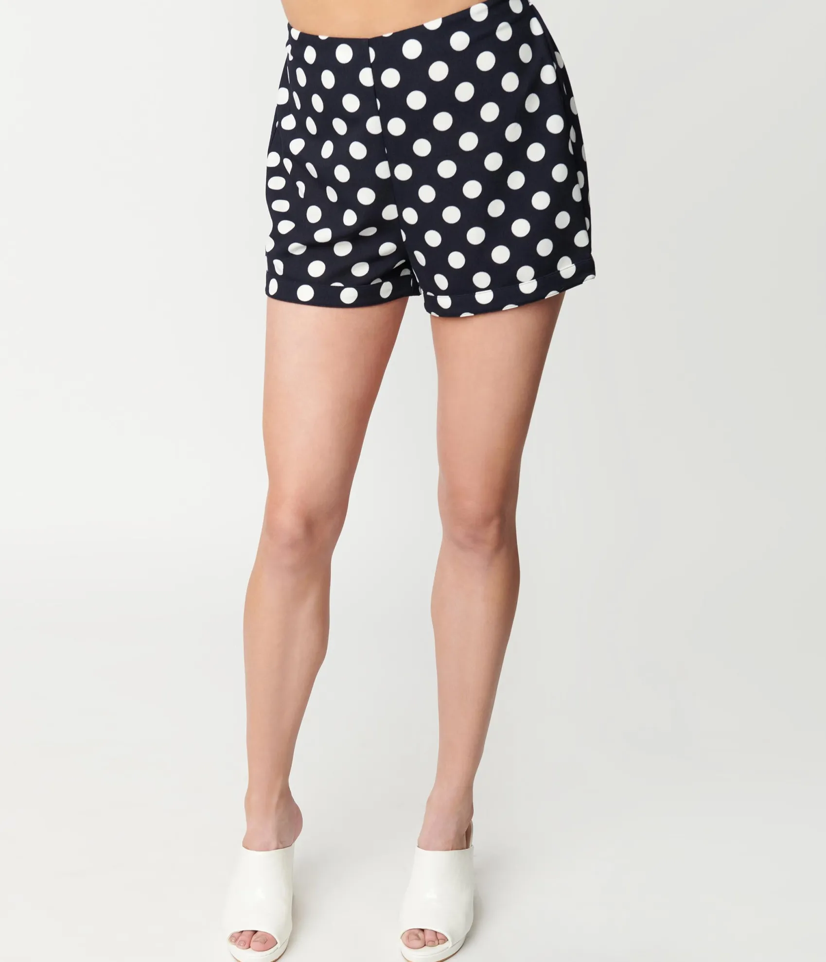 Unique Vintage Smak Parlour Navy & White Dot Callie Shorts Hot