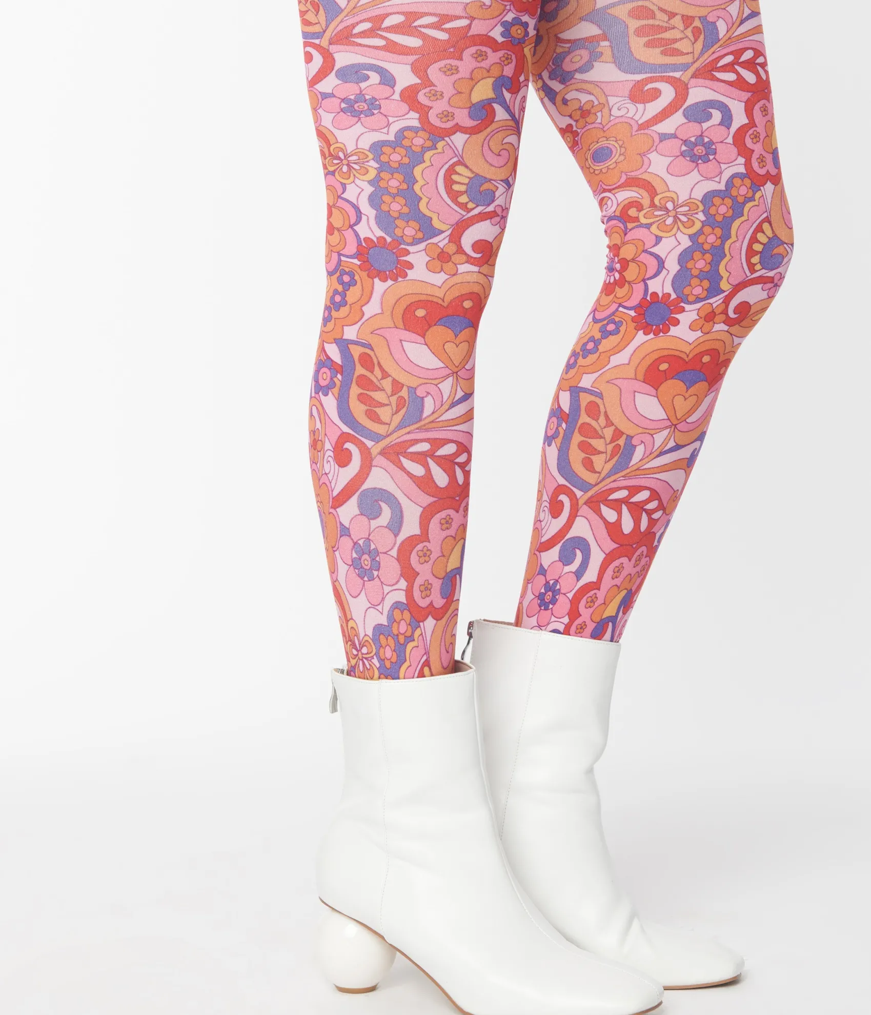 Unique Vintage Smak Parlour Pink Mod Floral Tights Cheap