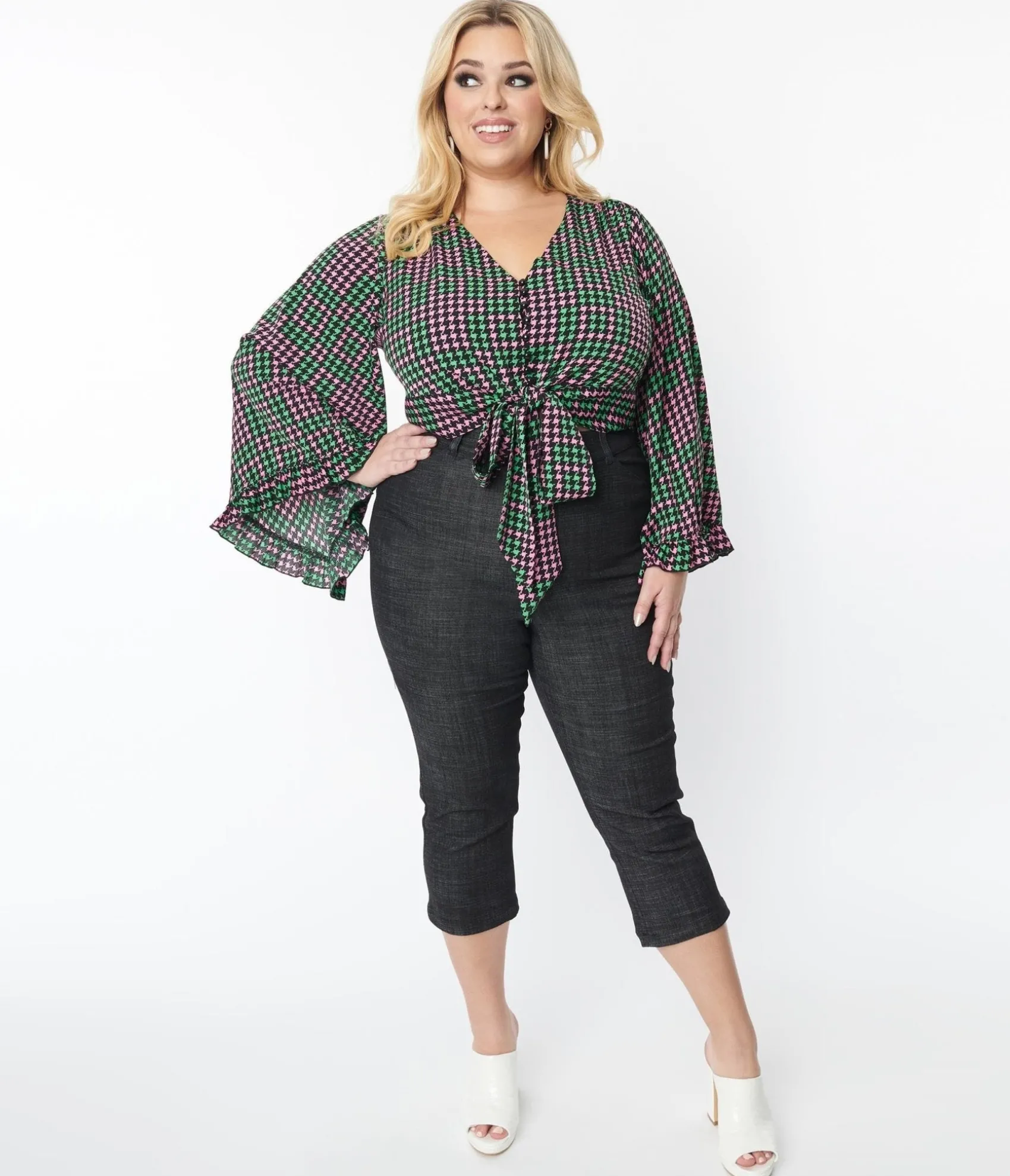 Unique Vintage Smak Parlour Plus Size Black Denim Capris Shop