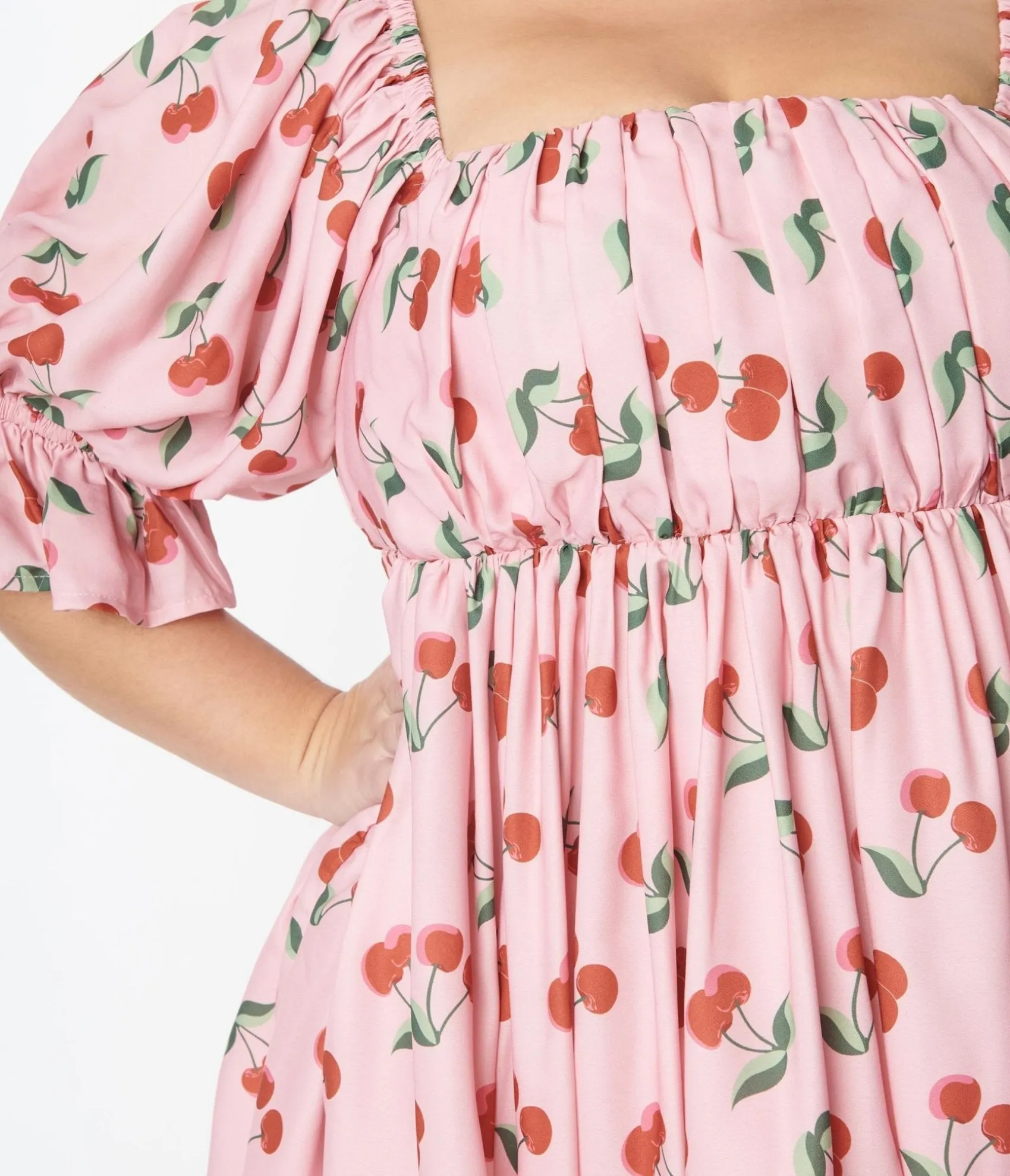 Unique Vintage Smak Parlour Plus Size Pink & Cherries Love Interest Babydoll Dress Best