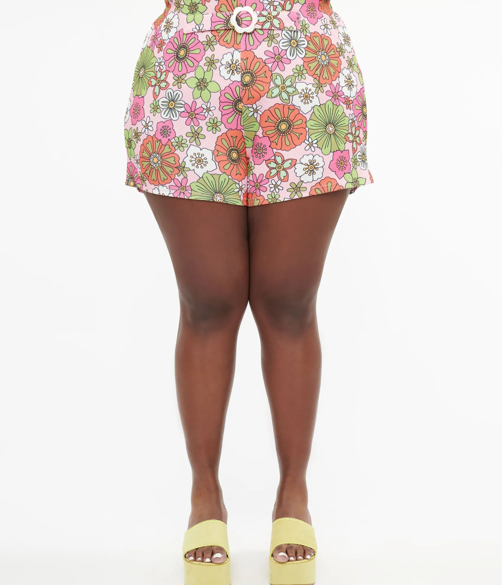 Unique Vintage Smak Parlour Plus Size 1960s Pink Retro Bloom Shorts Discount