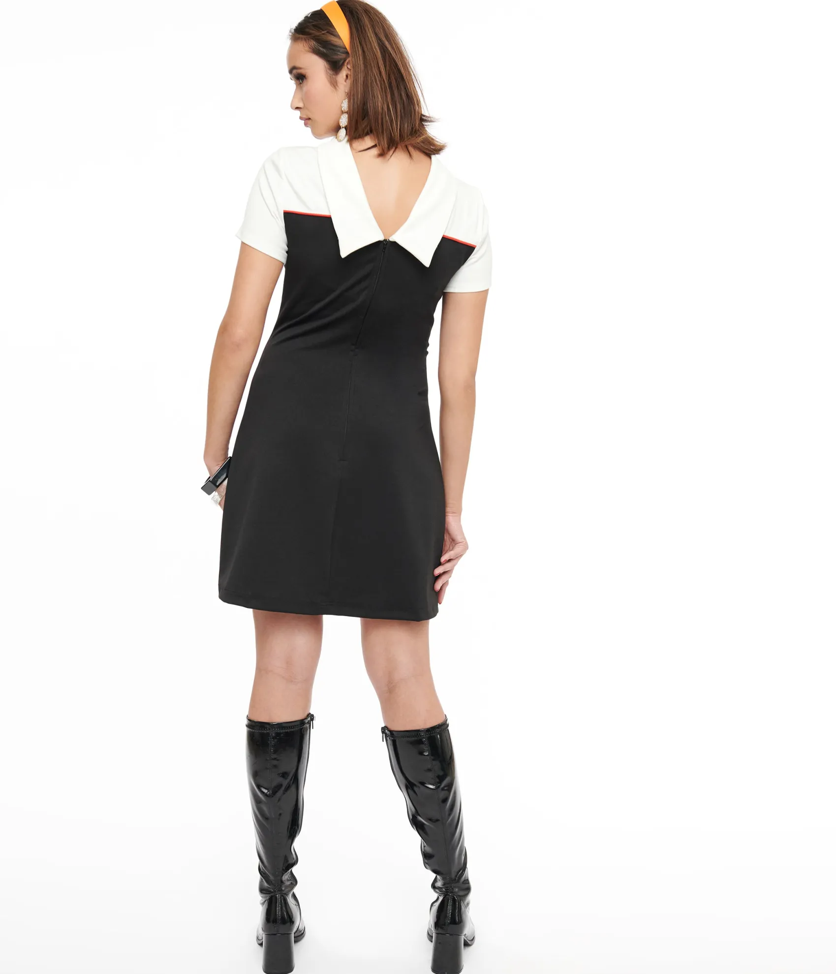 Unique Vintage Smak Parlour 1960s Black & Orange Pumpkin Pocket Shift Dress Flash Sale