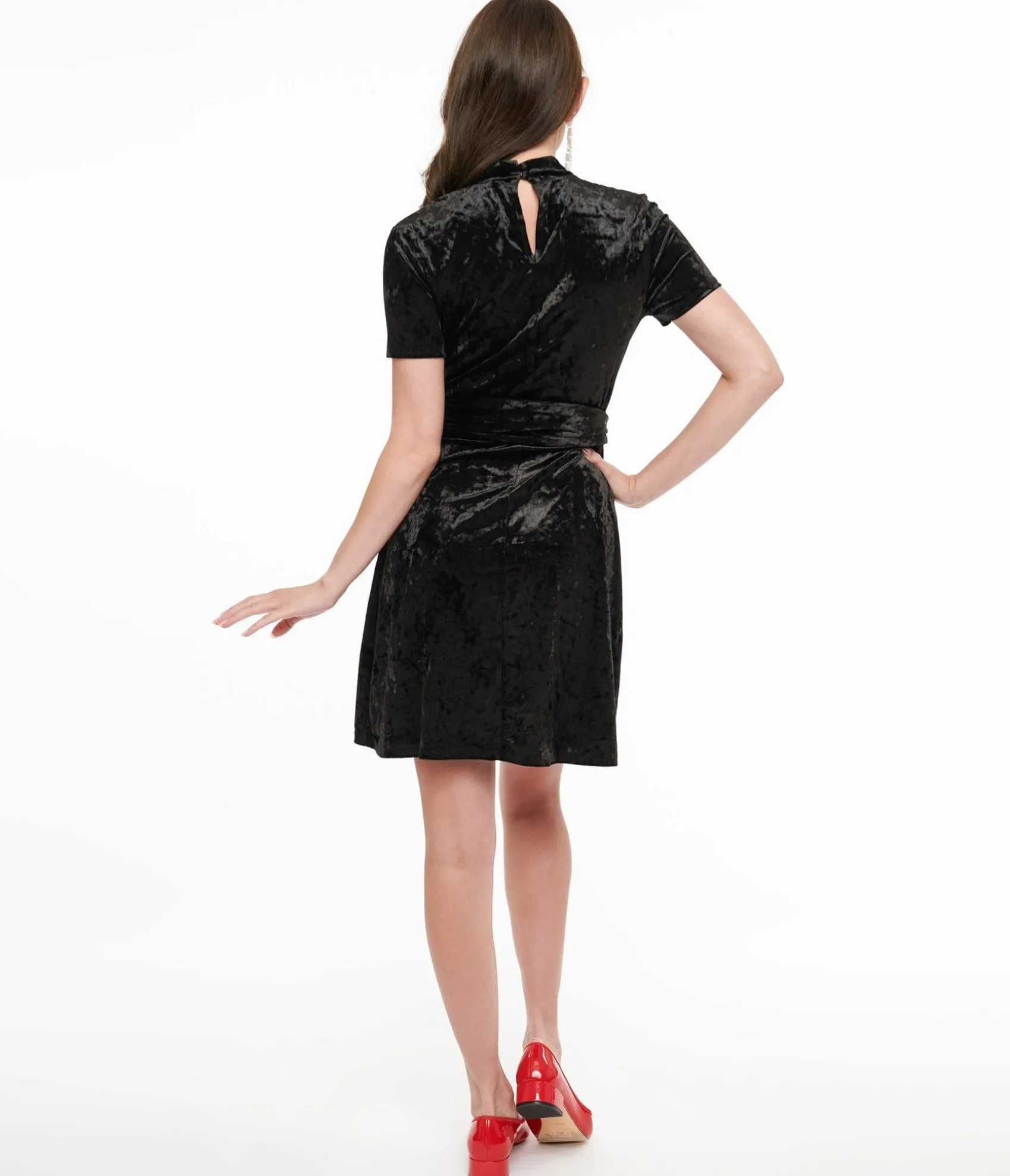 Unique Vintage Smak Parlour 1960s Black Velvet Mock Turtleneck Wave Maker Mini Dress Best Sale