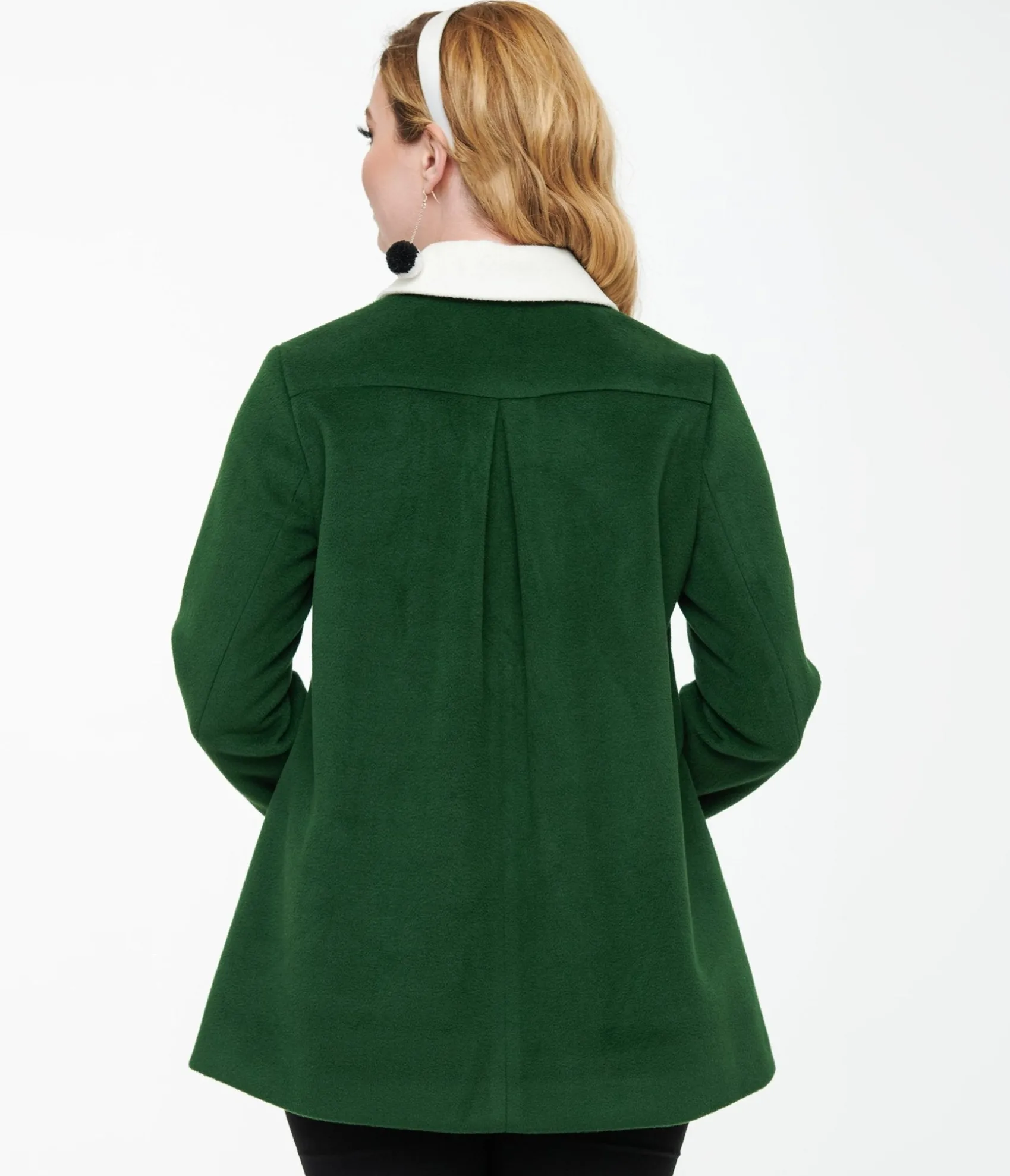 Unique Vintage Smak Parlour 1960s Green & Black Bows Topper Coat Sale