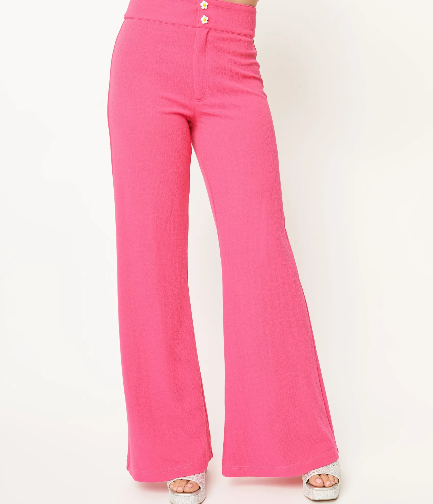 Unique Vintage Smak Parlour 1960s Hot Pink High Waist Flare Pants New