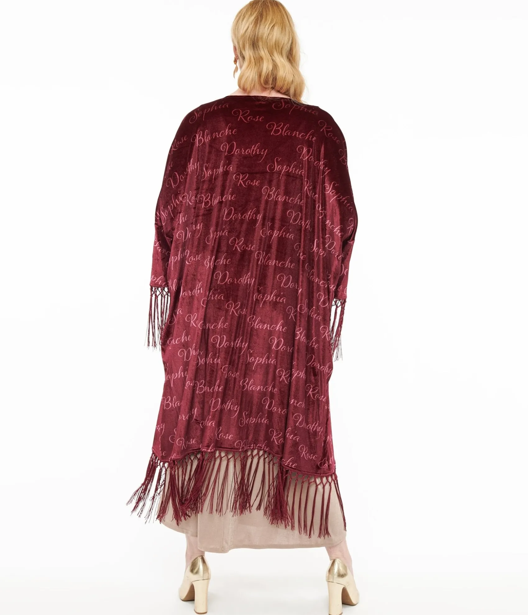 Unique Vintage The Golden Girls x Burgundy Velvet Blanche Kimono Best Sale