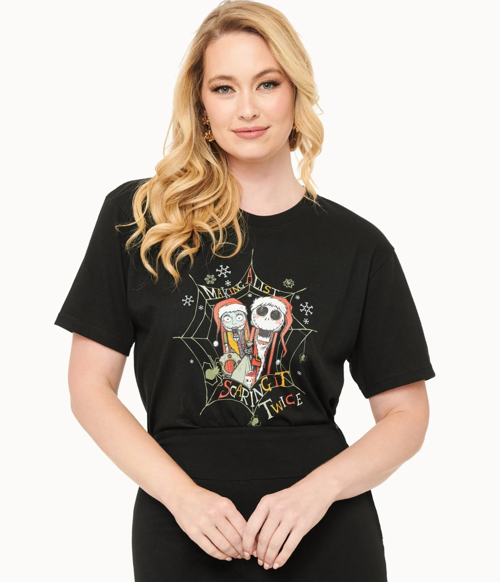 Unique Vintage Tim Burton's The Nightmare Before Christmas by Black Jack & Sally Making A List Unisex Graphic Tee Online