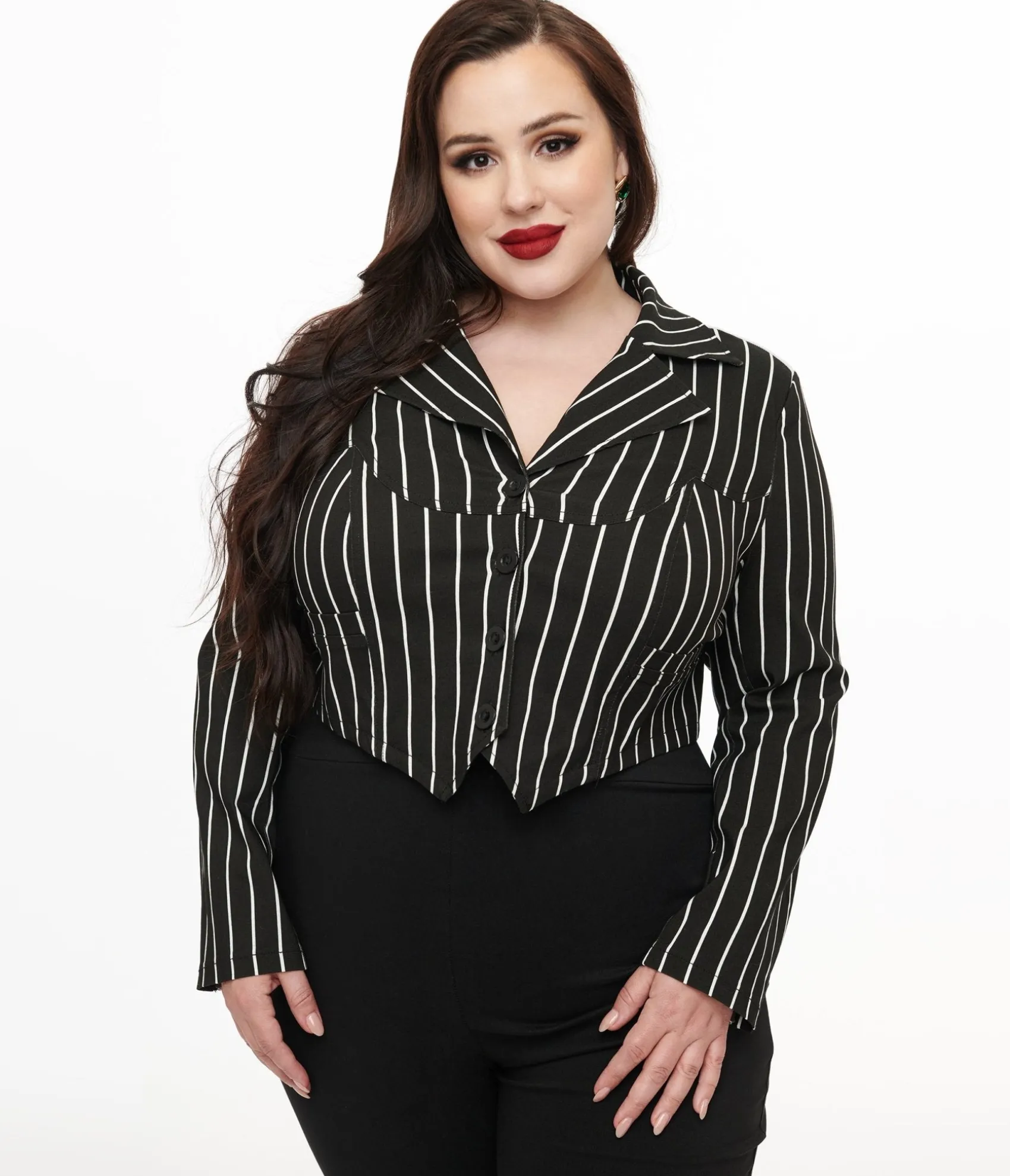 Unique Vintage Tim Burton’s The Nightmare Before Christmas by Plus Size Black & White Stripe Jack Skellington Western Jacket Hot
