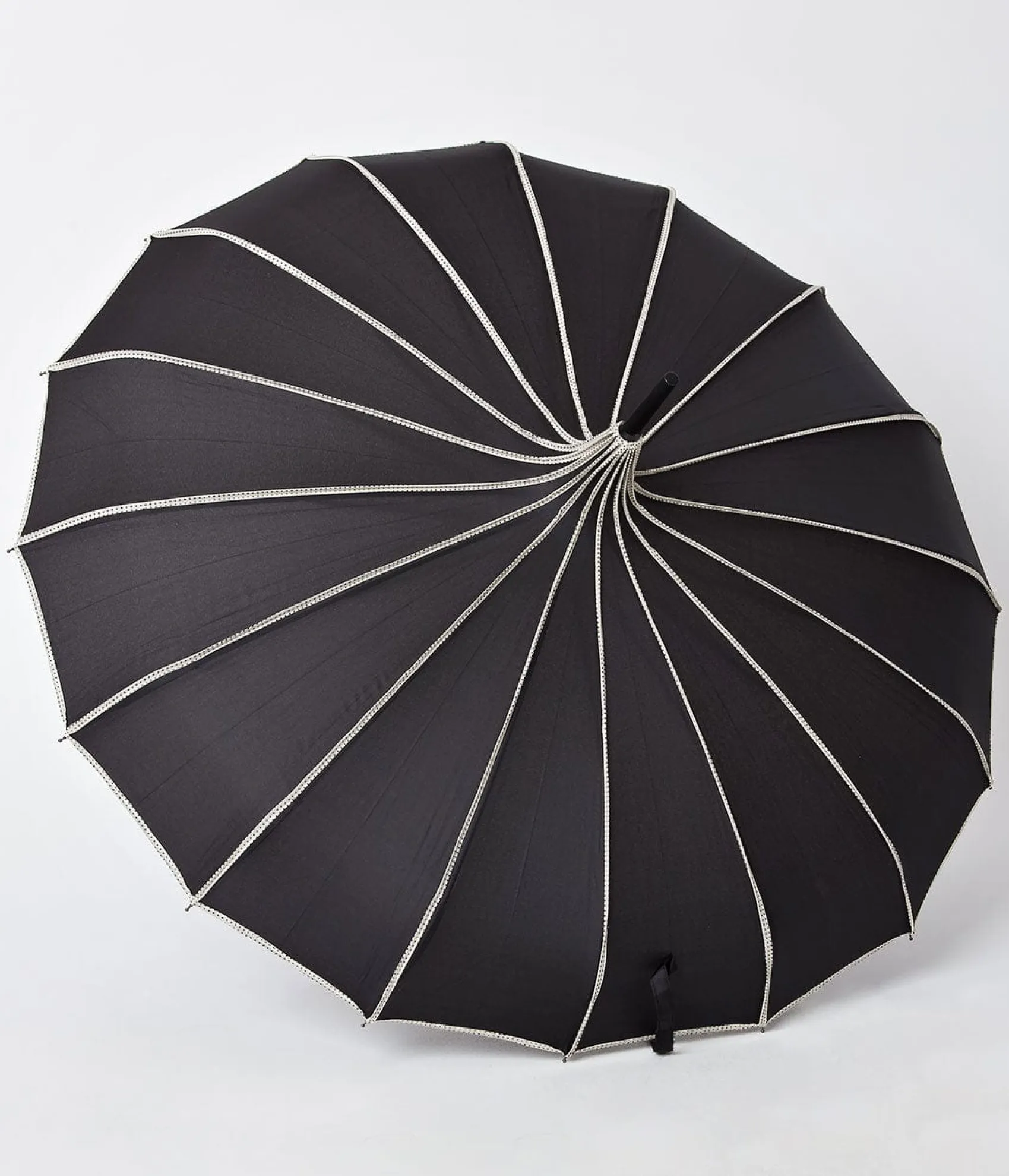 Unique Vintage Black & Polka Dot Tan Princess Pagoda Umbrella Discount
