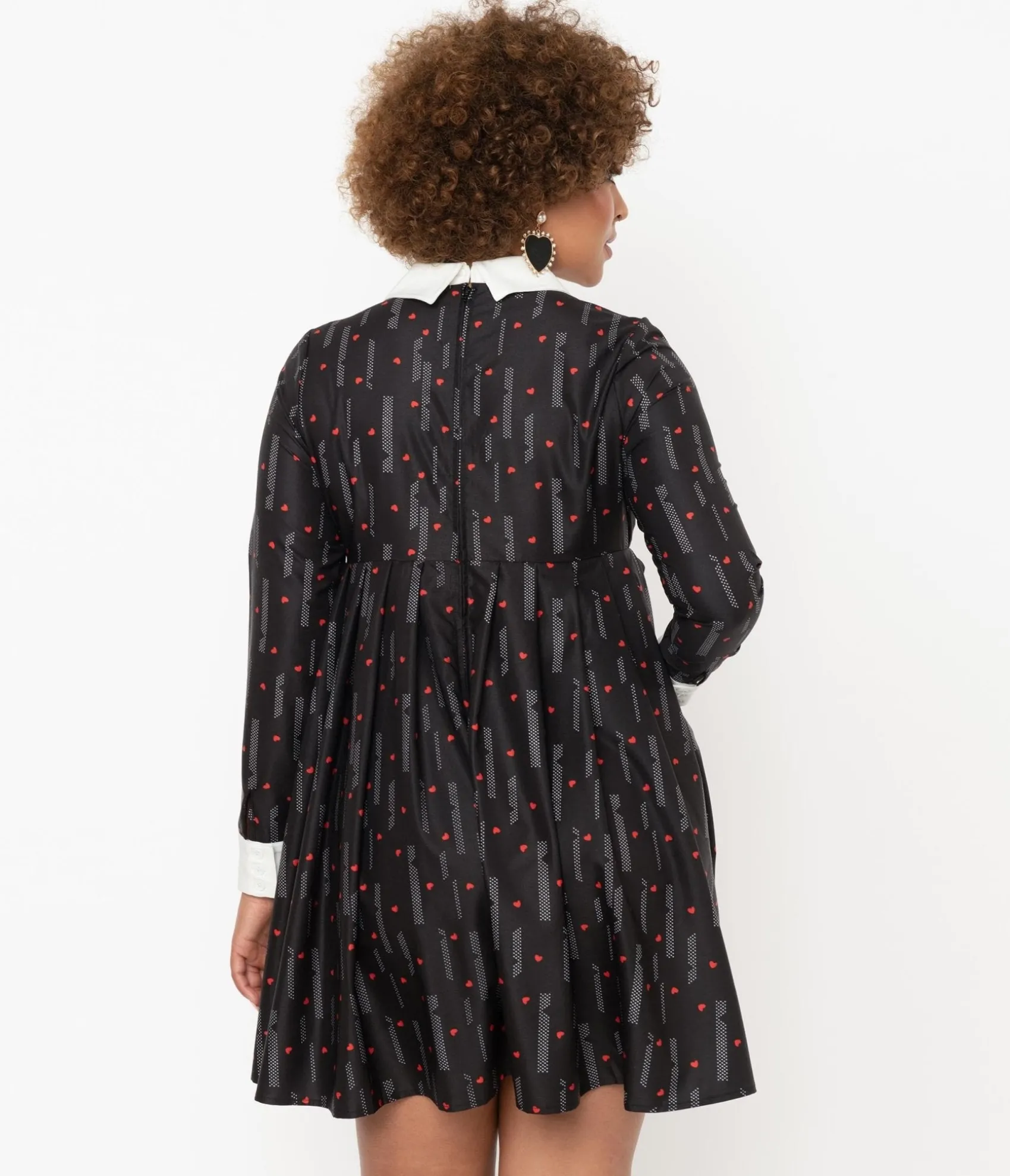 Unique Vintage Black & Red Heart Peggy Babydoll Dress Cheap