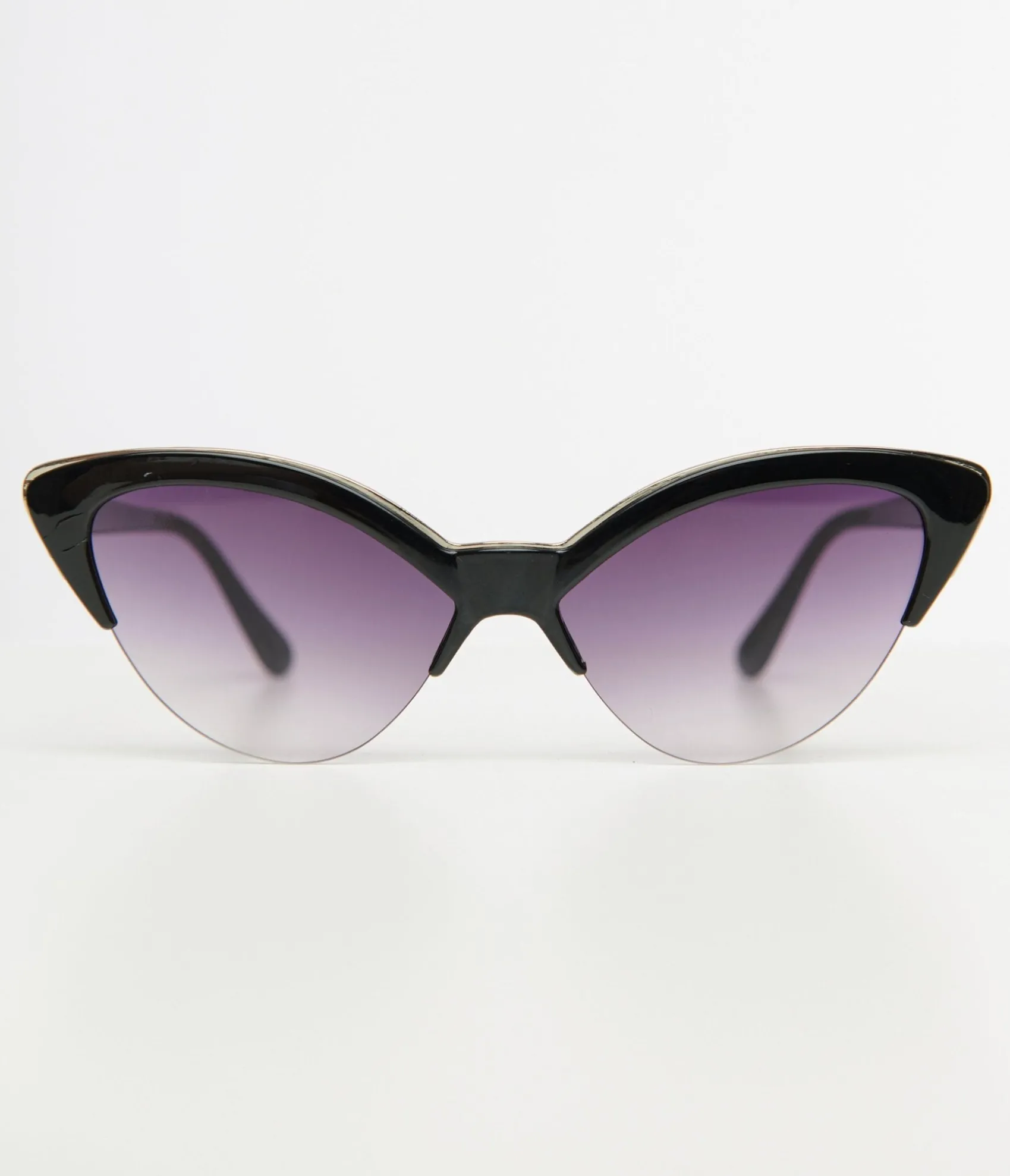 Unique Vintage Black & Silver Half Rim Cat Eye Sunglasses Shop
