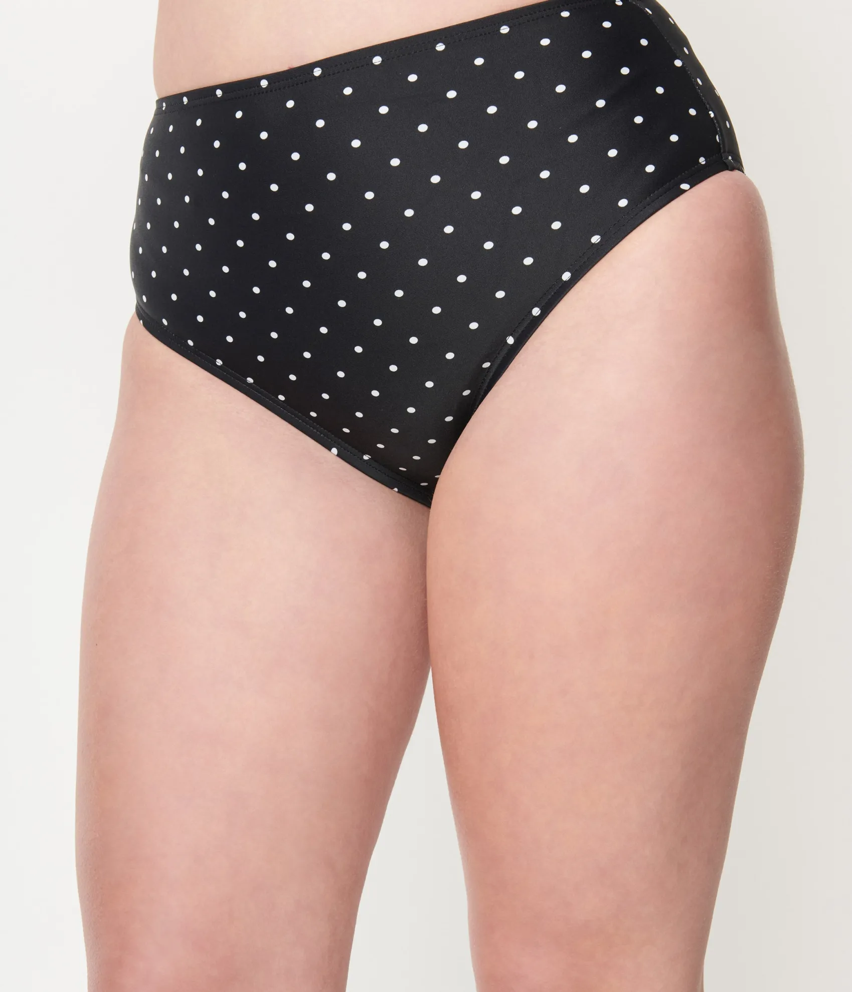 Unique Vintage Black & White Pin Dot Daphne Swim Bottoms Store