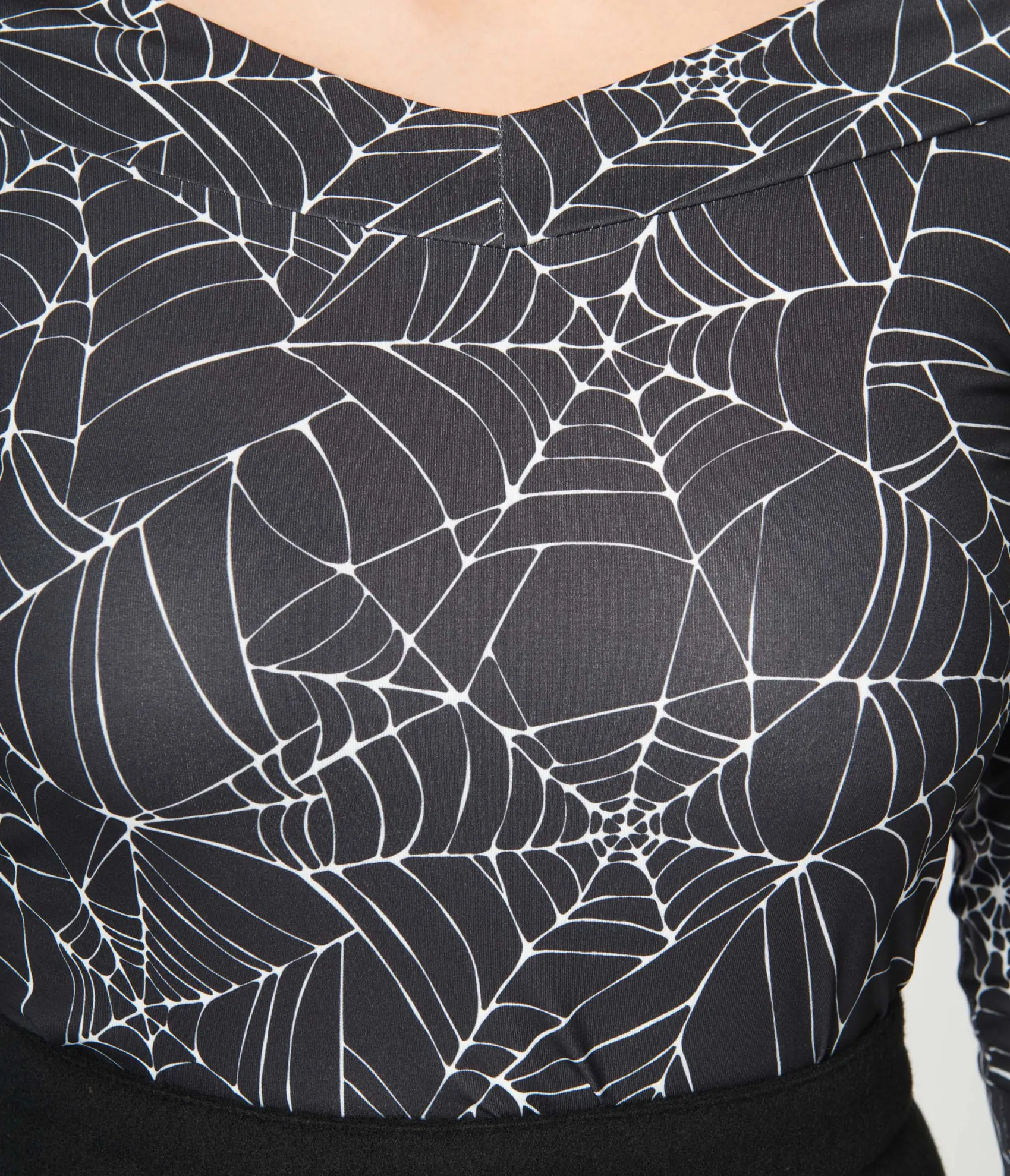Unique Vintage Black & White Spiderweb Scarlett Top Hot