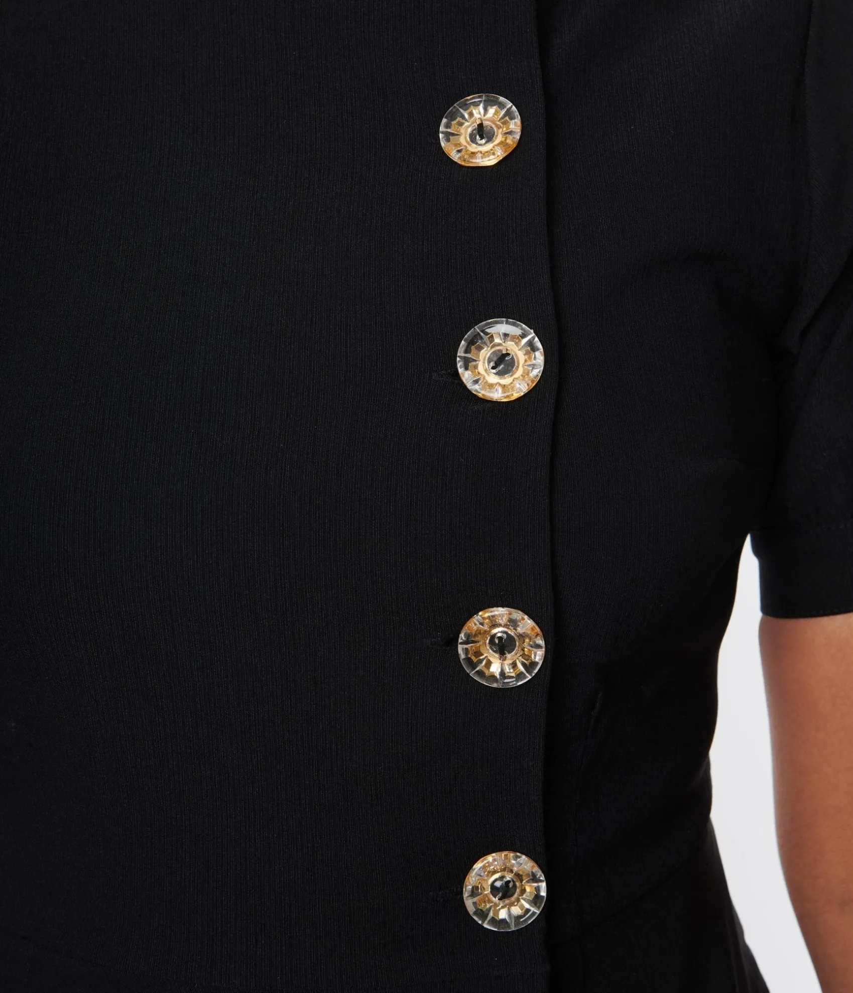Unique Vintage Black Button Swing Dress Best