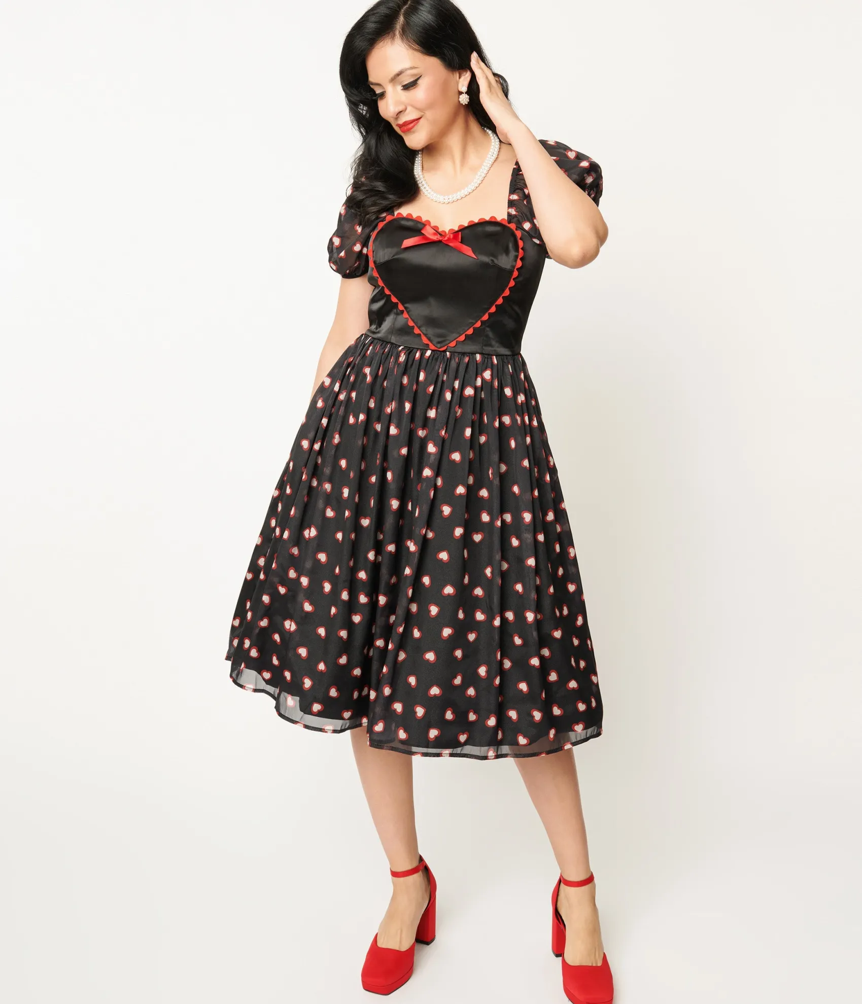 Unique Vintage Black Cupid's Lover Swing Dress Sale