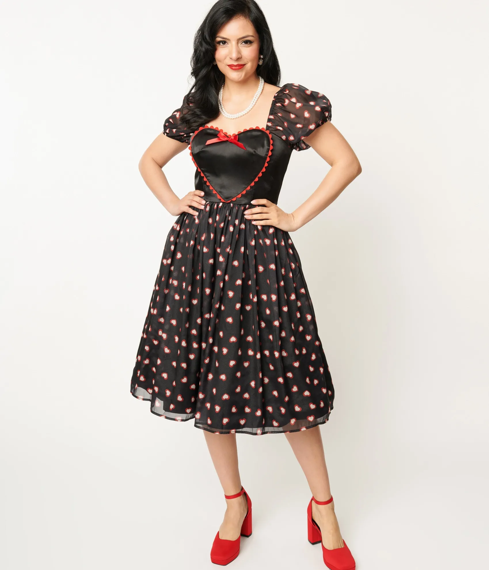 Unique Vintage Black Cupid's Lover Swing Dress Sale